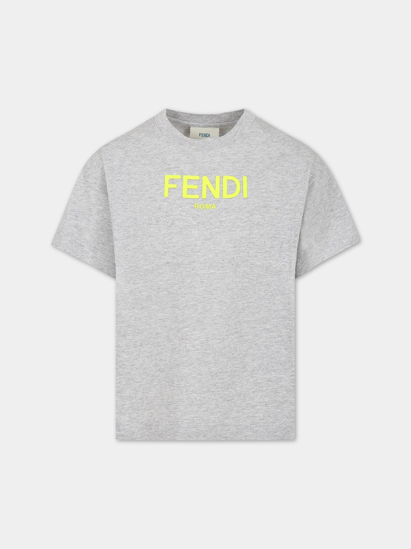 T-shirt grigia per bambini con logo,Fendi Kids,JUI137 7AJ F1L13