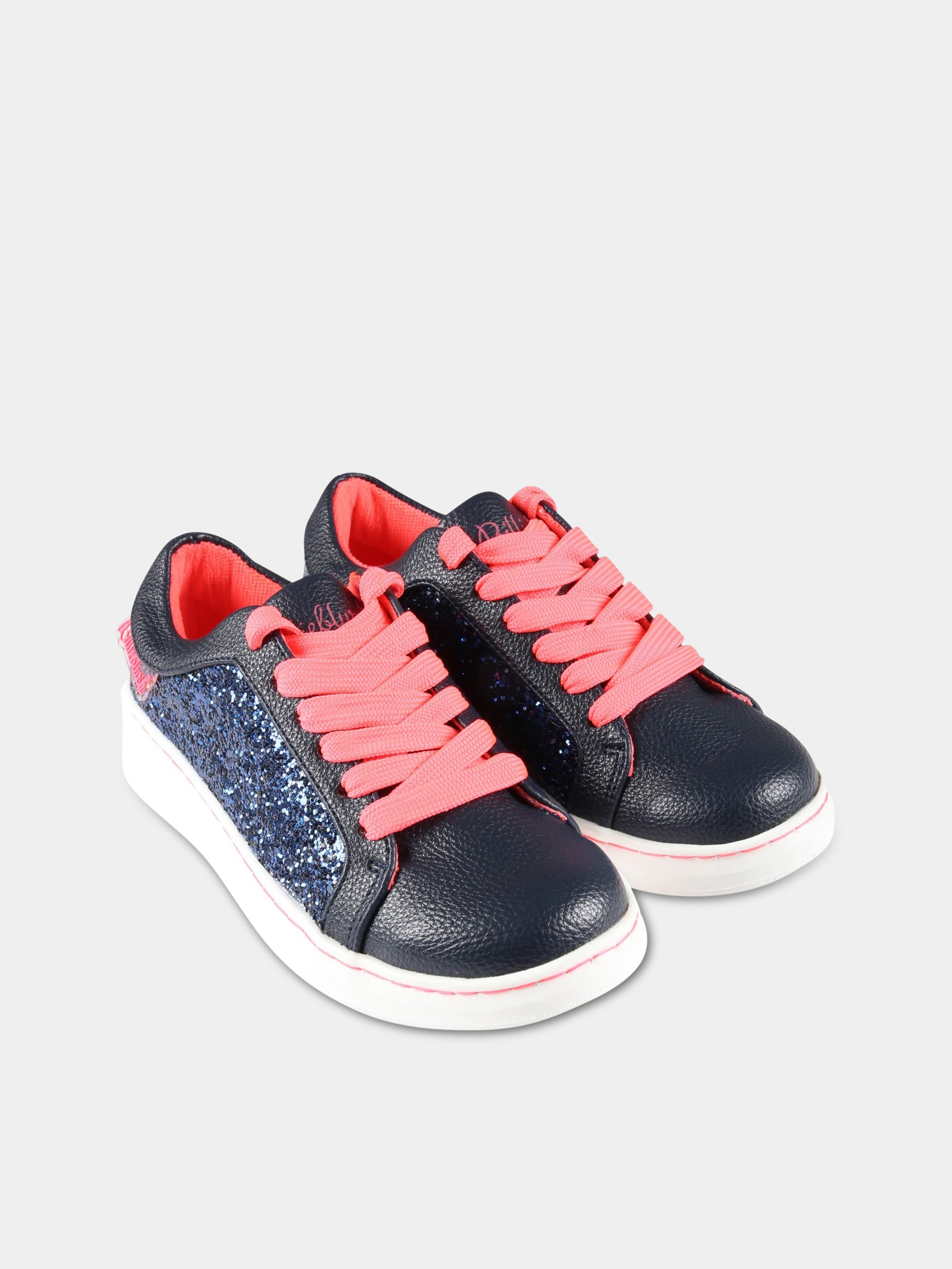 Sneakers blu per bambina con patch logato,Billieblush,U19279 85T