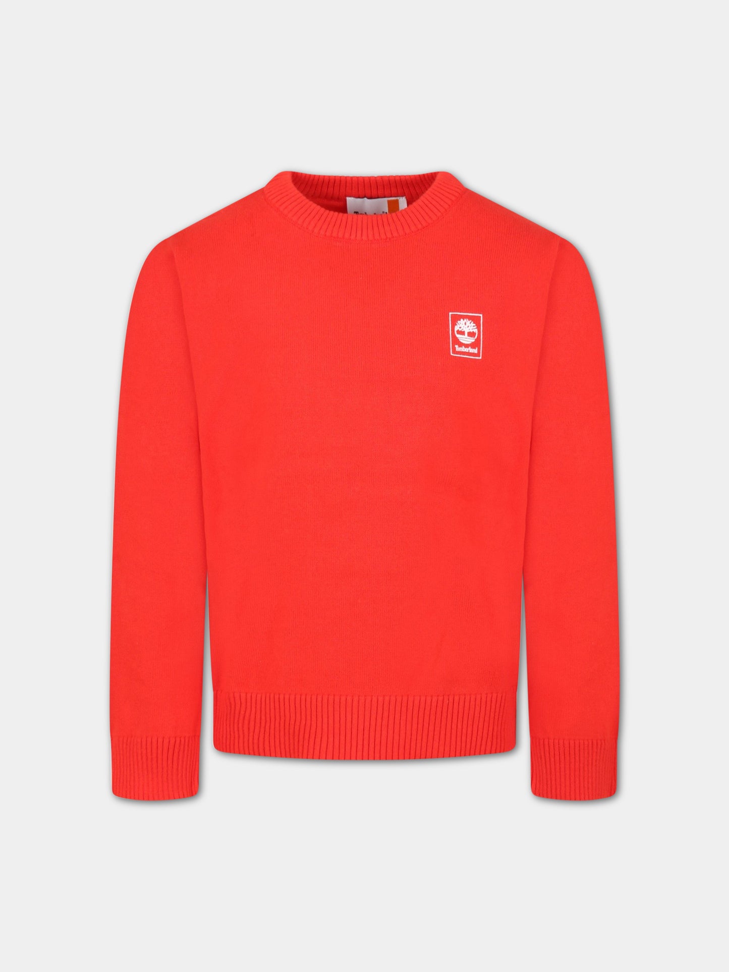 Maglione rosso per bambino con logo bianco,Timberland,T25T08 992