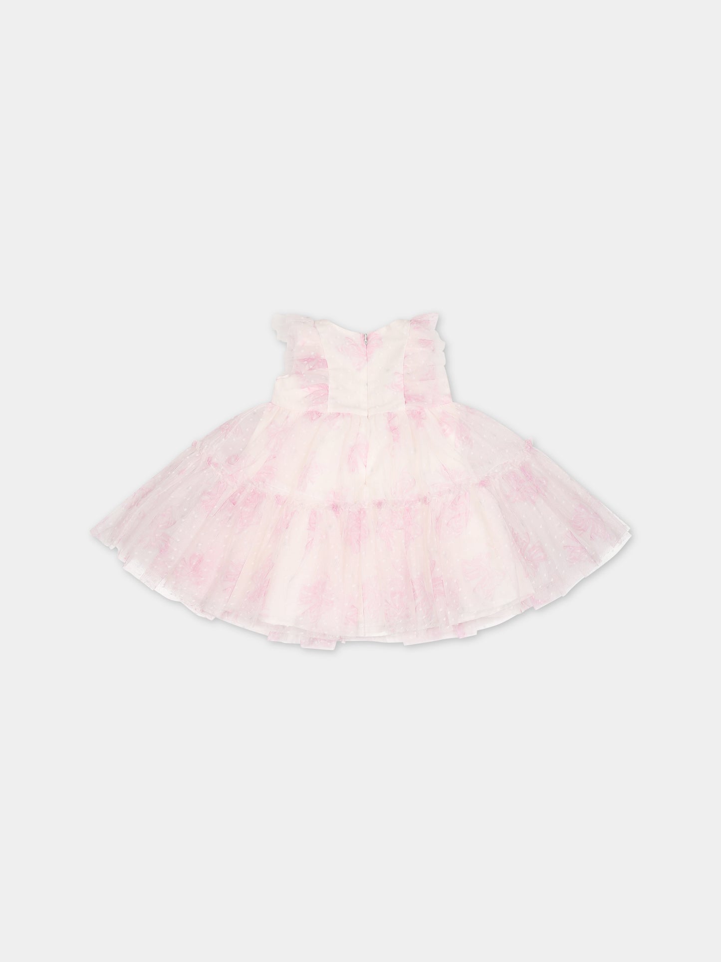 Vestito avorio per neonata con pois,Monnalisa,39B900 2023 0191