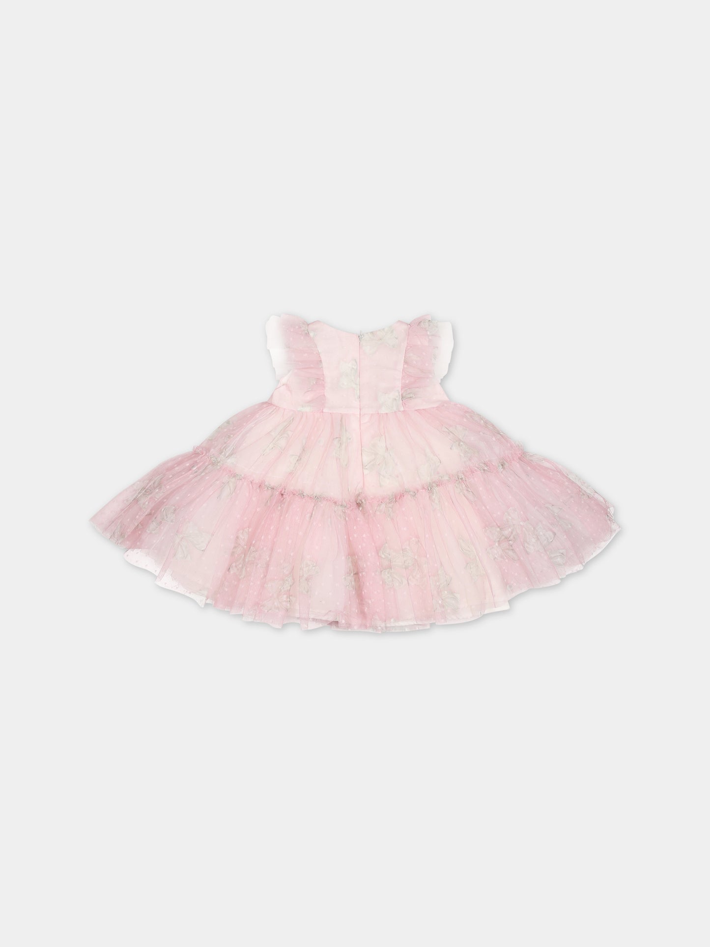 Vestito rosa per neonata con pois,Monnalisa,39B900 2023 9101