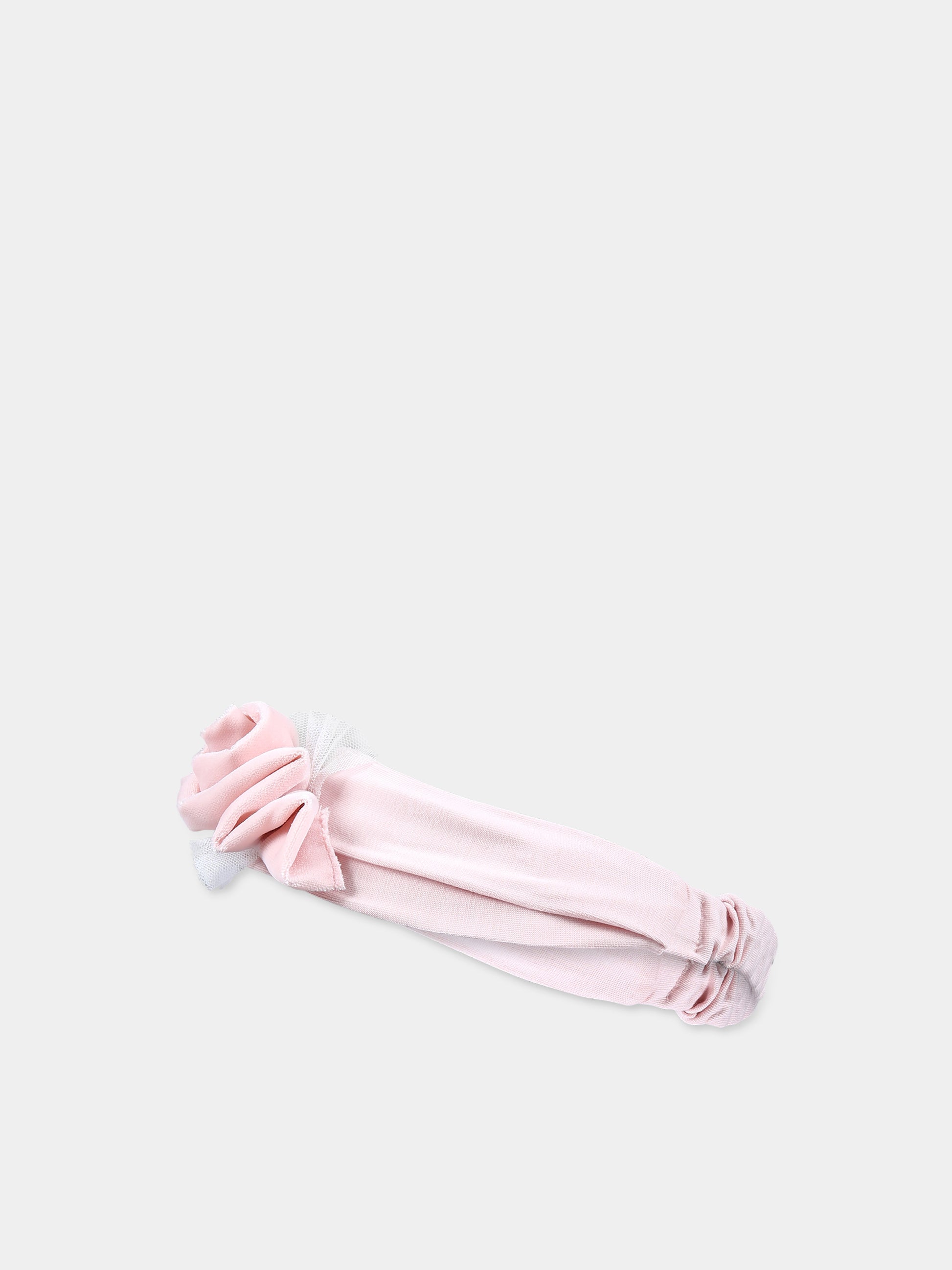 Fascia rosa per neonata con tulle,Monnalisa,73B000 2803 0092