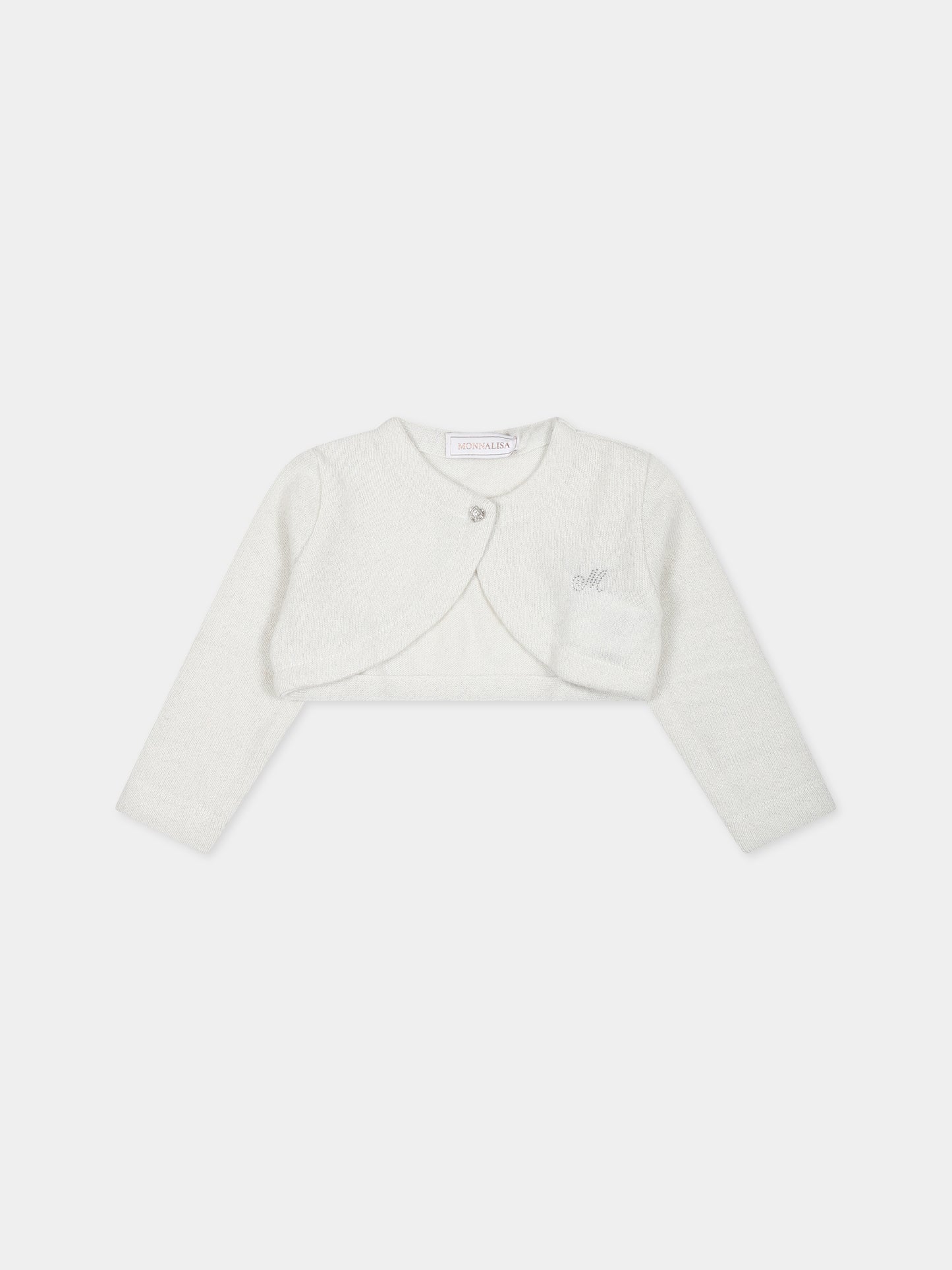 Cardigan avorio per neoanta con logo,Monnalisa,37BCAR 2203 0175