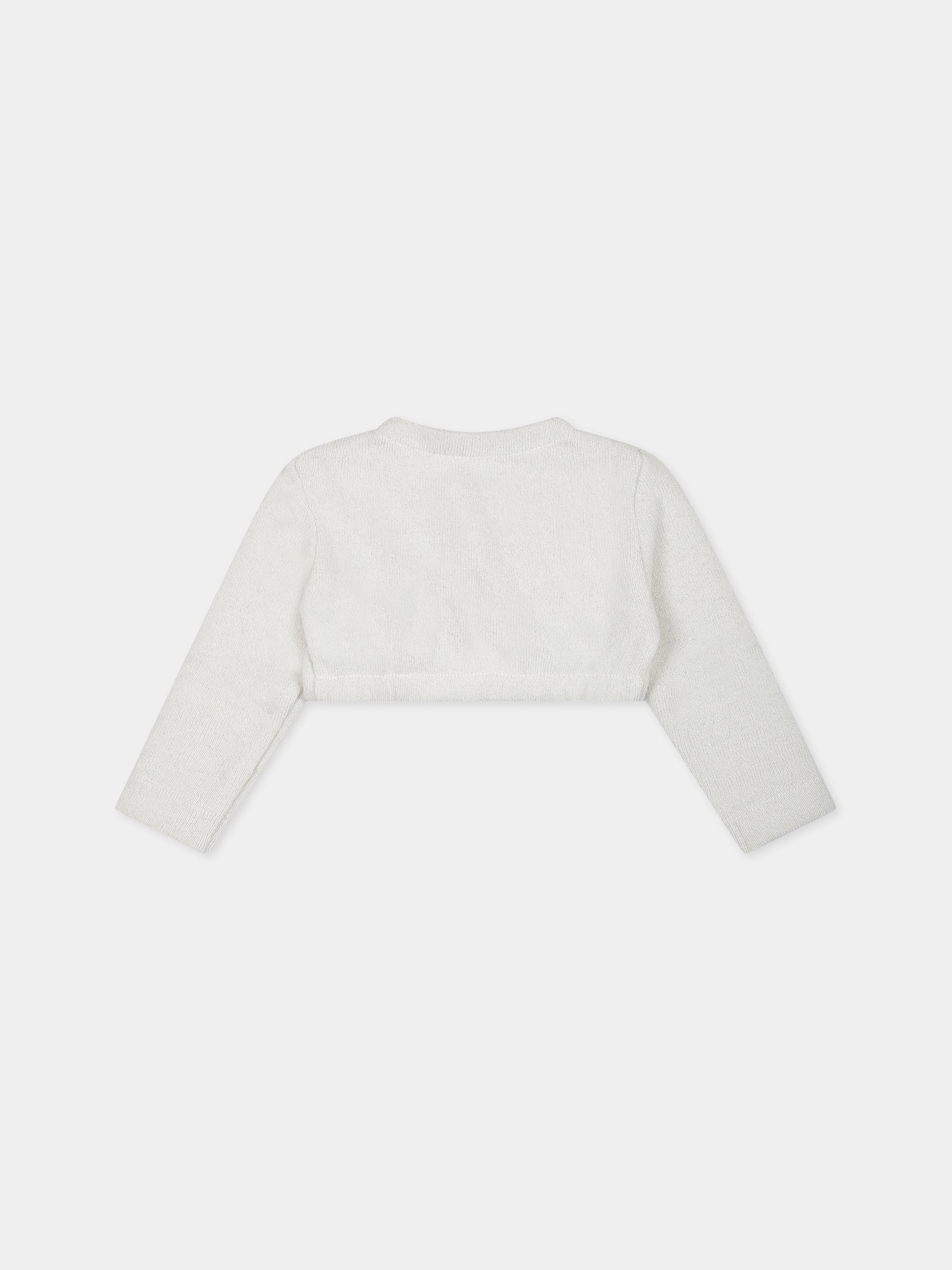 Cardigan avorio per neoanta con logo,Monnalisa,37BCAR 2203 0175