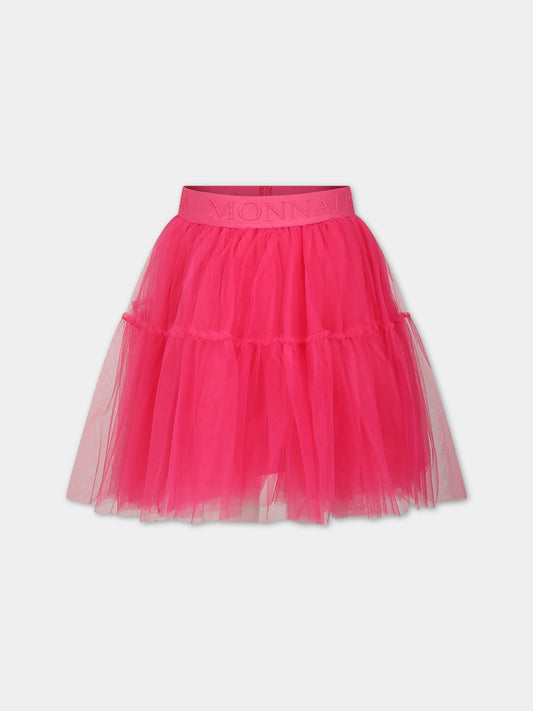 Gonna fucsia per bambina con logo,Monnalisa,17BGON T9945 0097