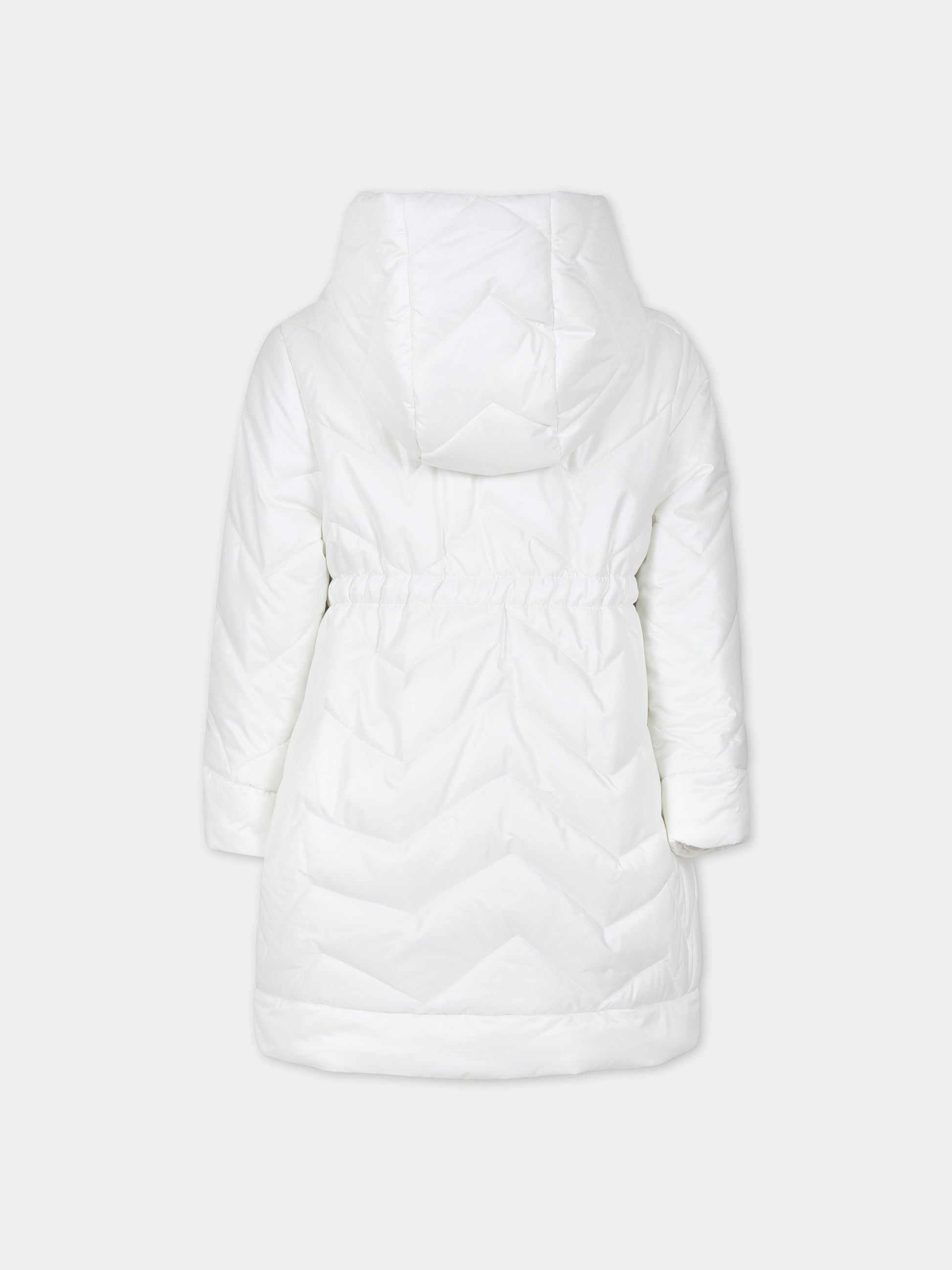 Piumino bianco per bambina con logo,Monnalisa,17B101 2408 0001