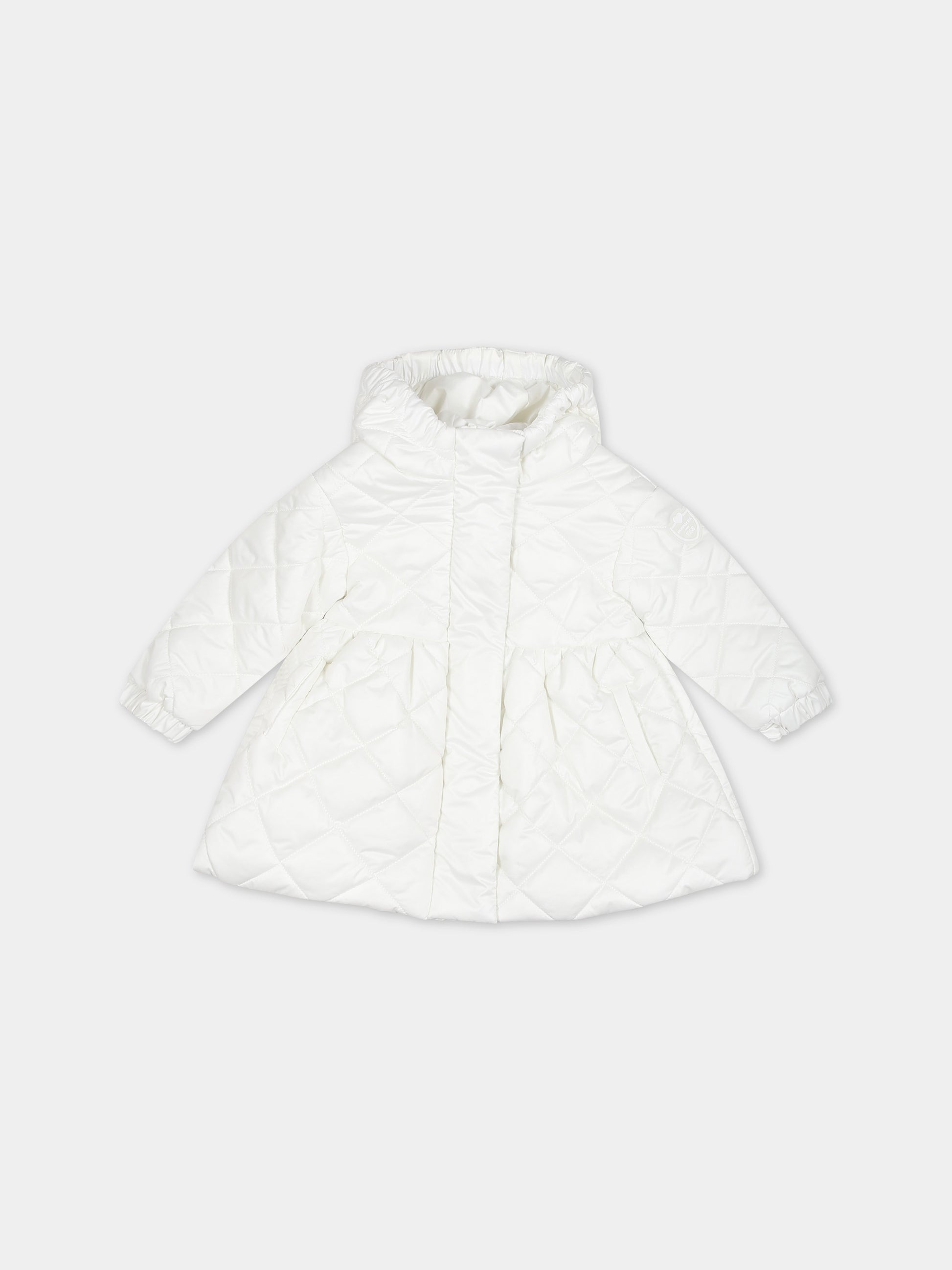 Piumino bianco per neonata con logo,Monnalisa,37B101 2409 0001