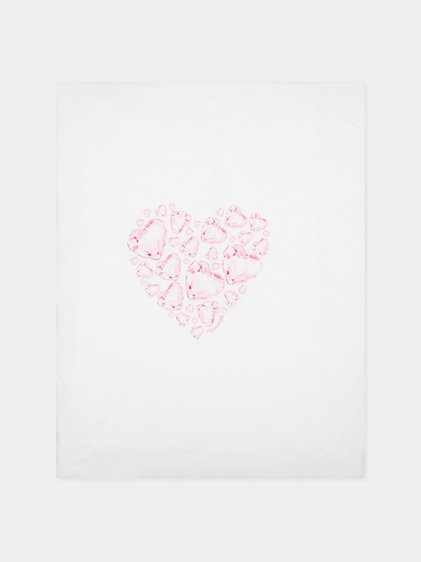 Coperta bianca per neonata con cuori e logo,Monnalisa,35B002 2004 0001