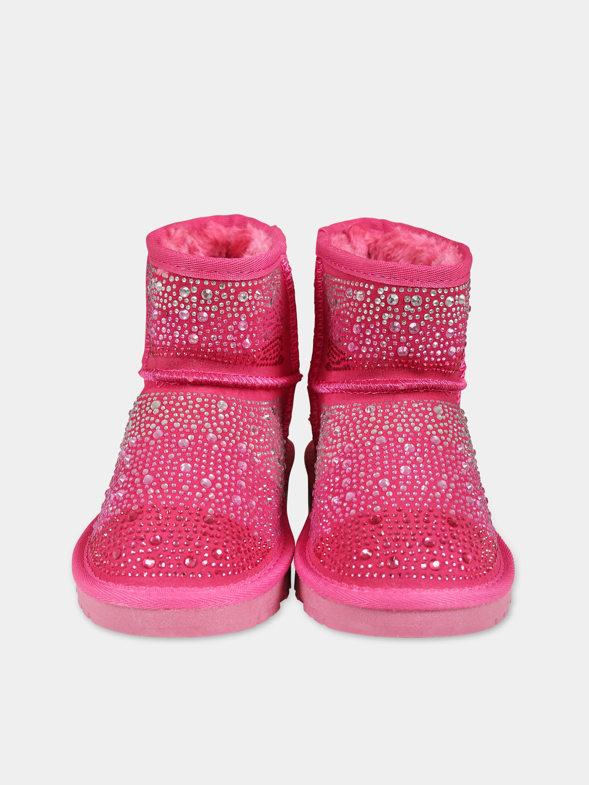 Stivali fucsia per bambina con logo,Monnalisa,8CB000 2700 0048