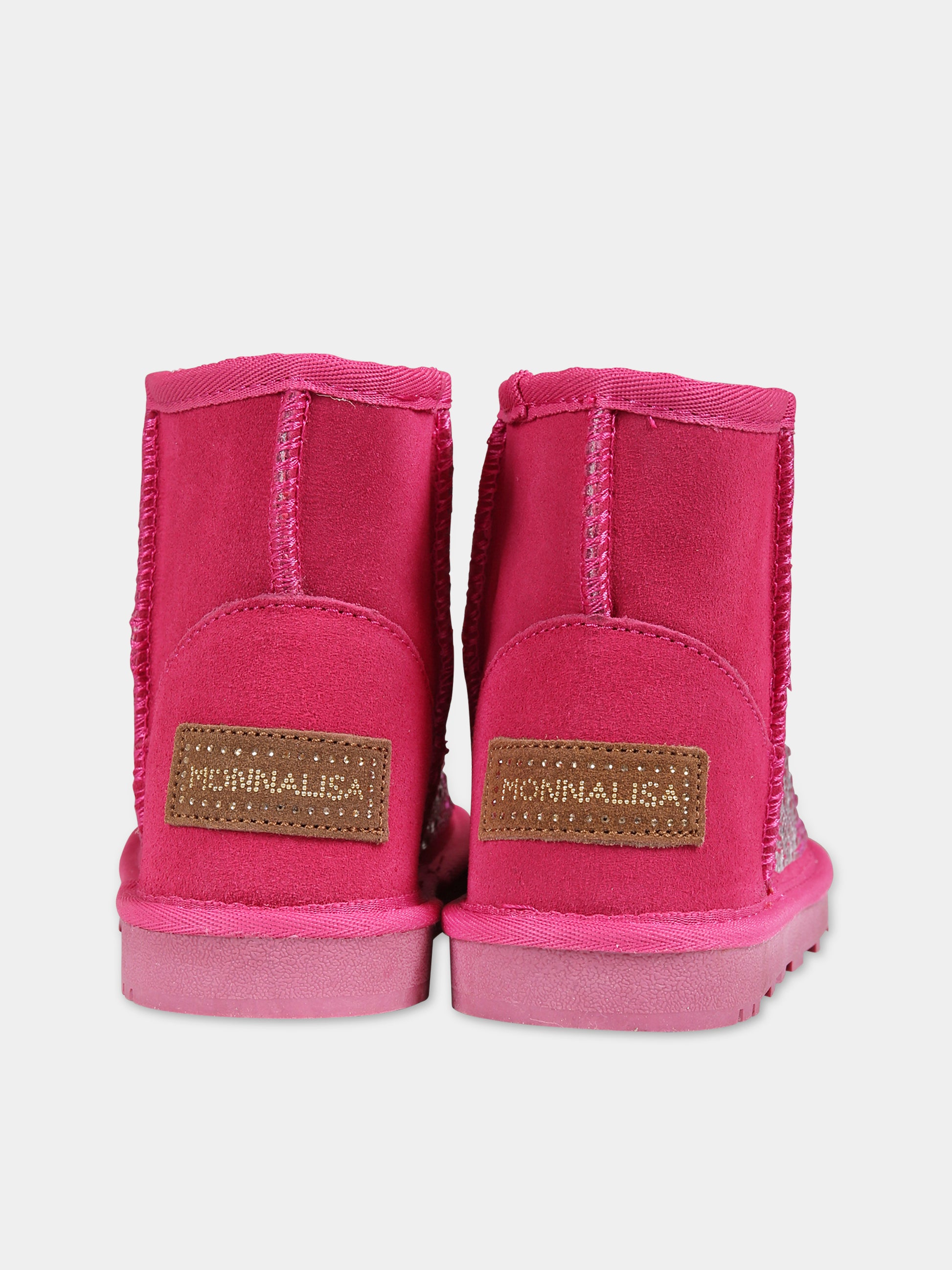Stivali fucsia per bambina con logo,Monnalisa,8CB000 2700 0048