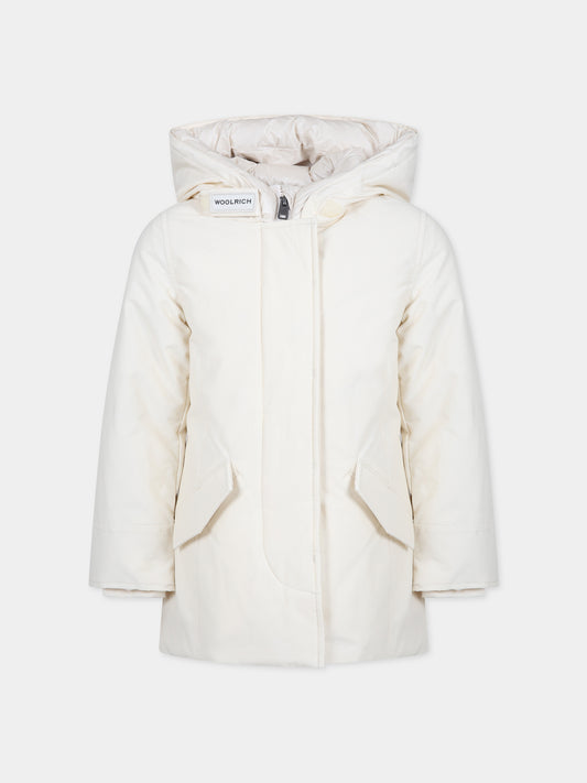 Arctic parka bianco per bambina con logo,Woolrich Kids,CFWKOU0223FRUT0641 MKC
