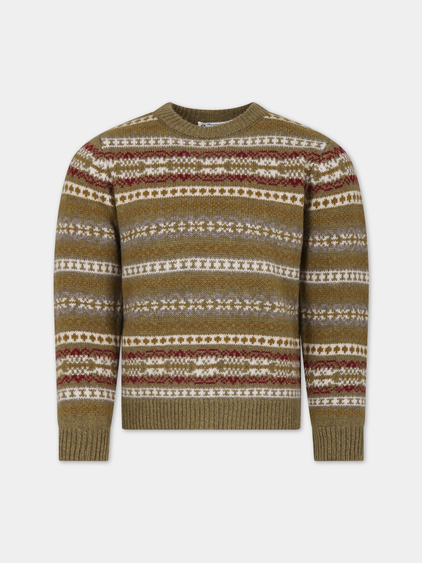 Maglione verde per bambino con ricami jacquard,Bonpoint,W03BJUK00016 945