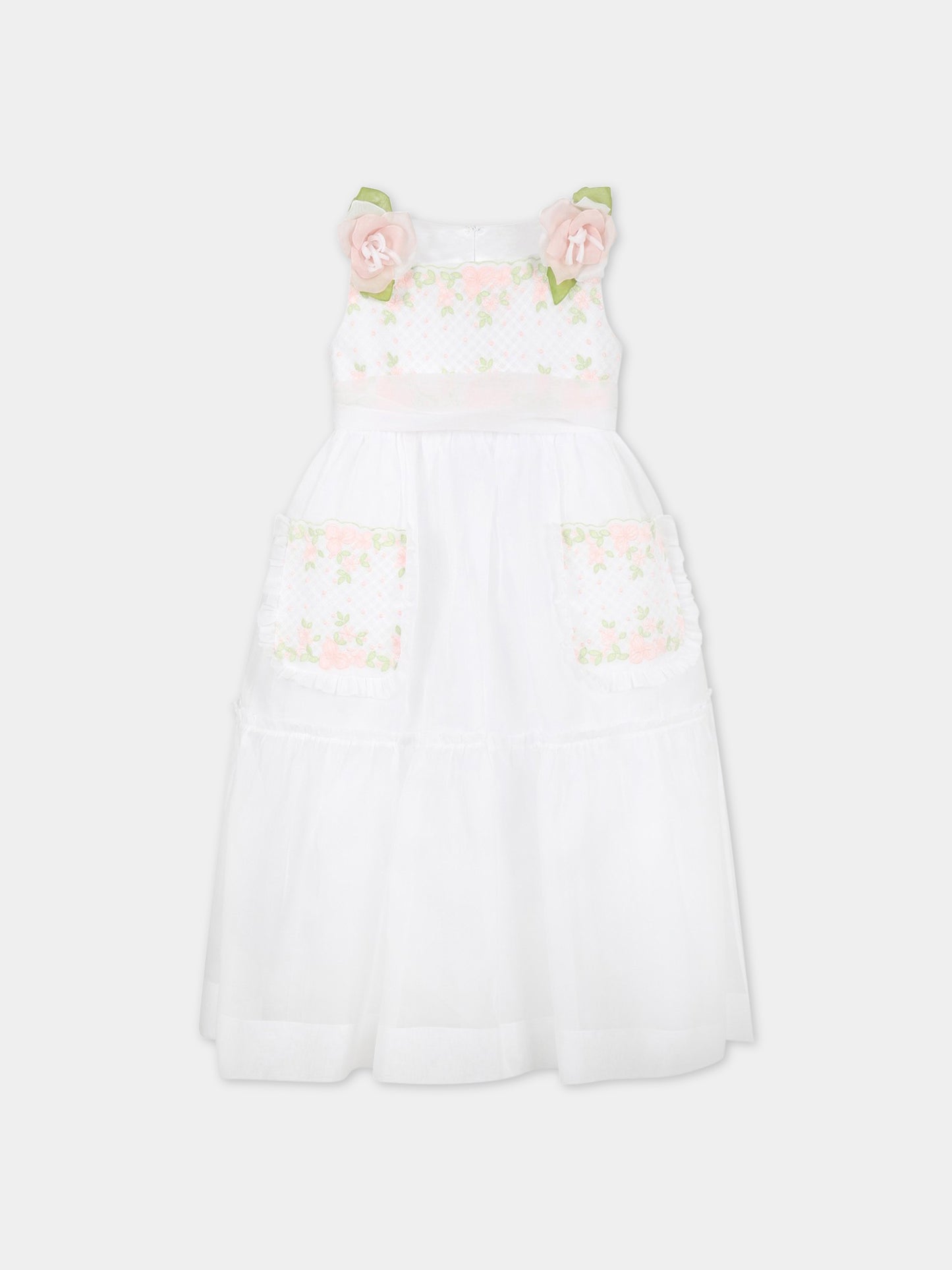 Vestito bianco per bambina con rose,Raffaella,ABISTIIMPGALRO1