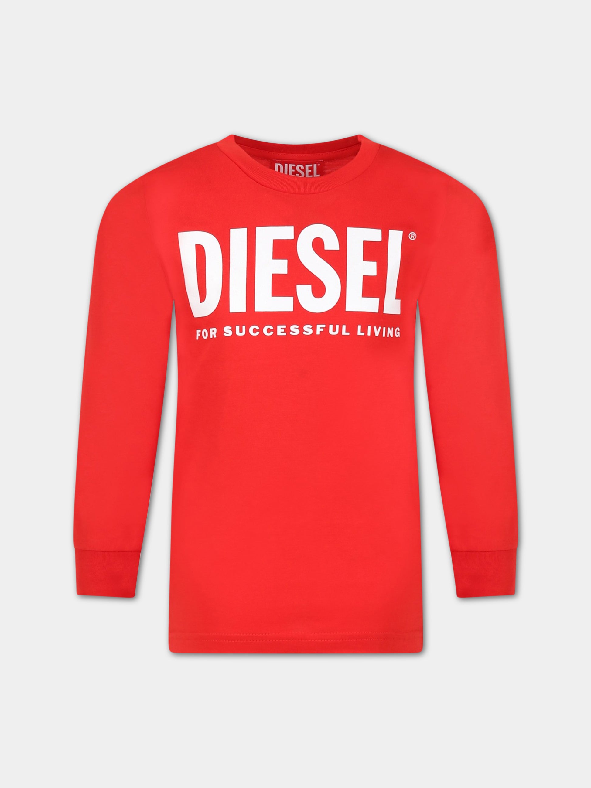 T-shirt rossa per bambino con logo,Diesel,00J4Y0 00YI9 K438