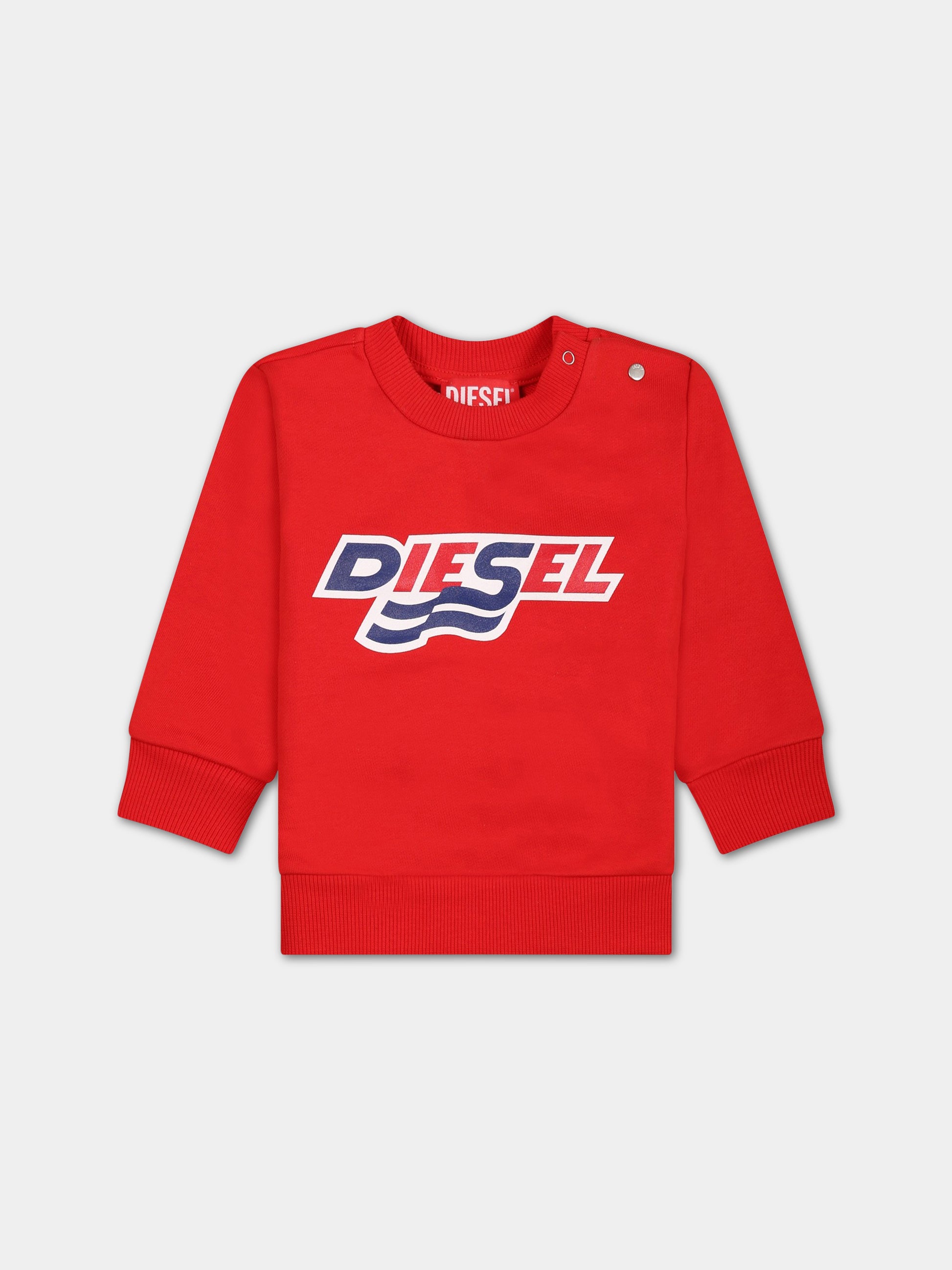 Felpa rossa per neonato con logo,Diesel,K00266 0IAJH K438