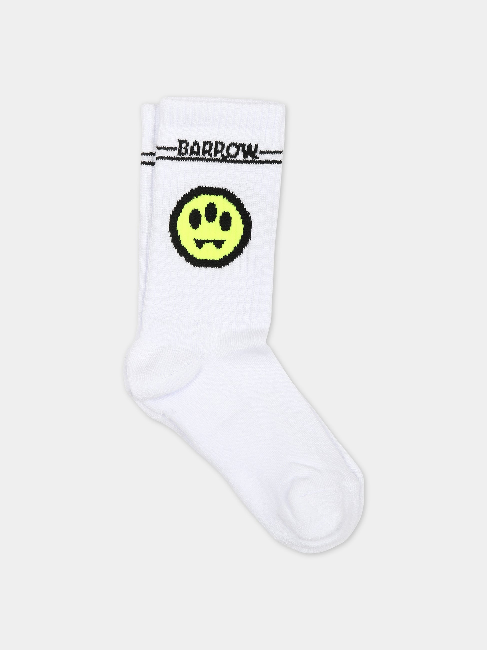 Calze bianche per bambini con logo e smile,Barrow,F3BKJUSO091 002