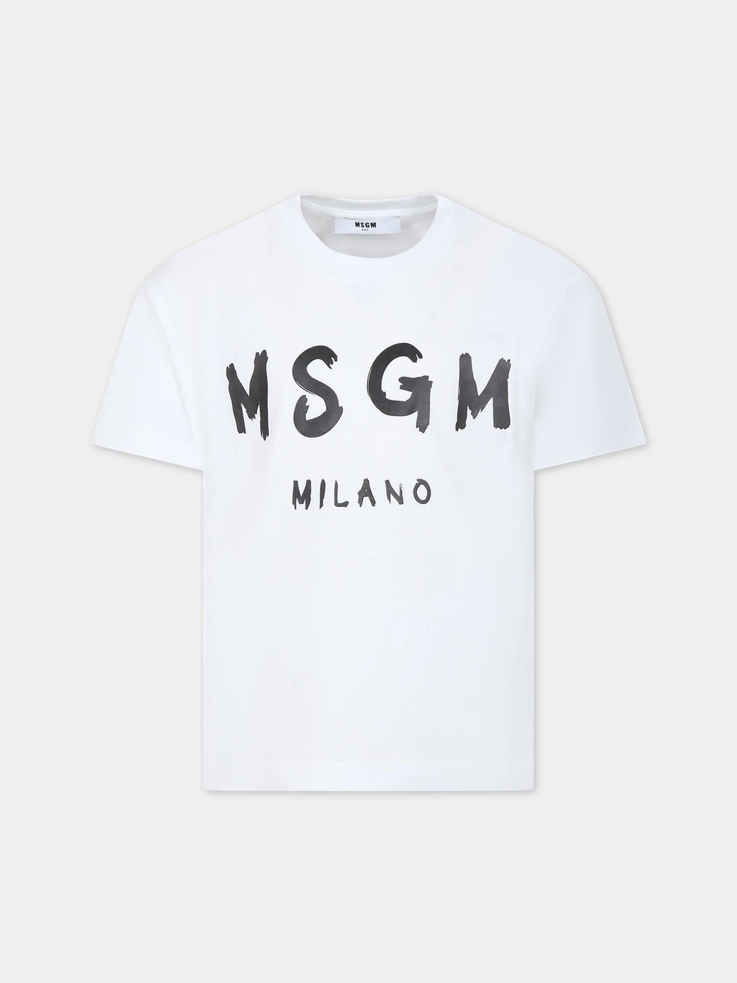 T-shirt bianca per bambini con logo,Msgm Kids,F3MSJUTH011 001