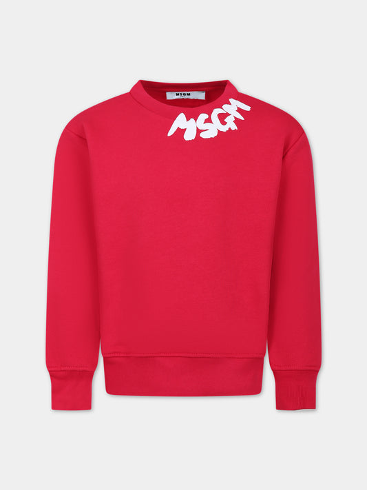 Felpa fucsia per bambina con logo,Msgm Kids,F3MSJUSW204 044