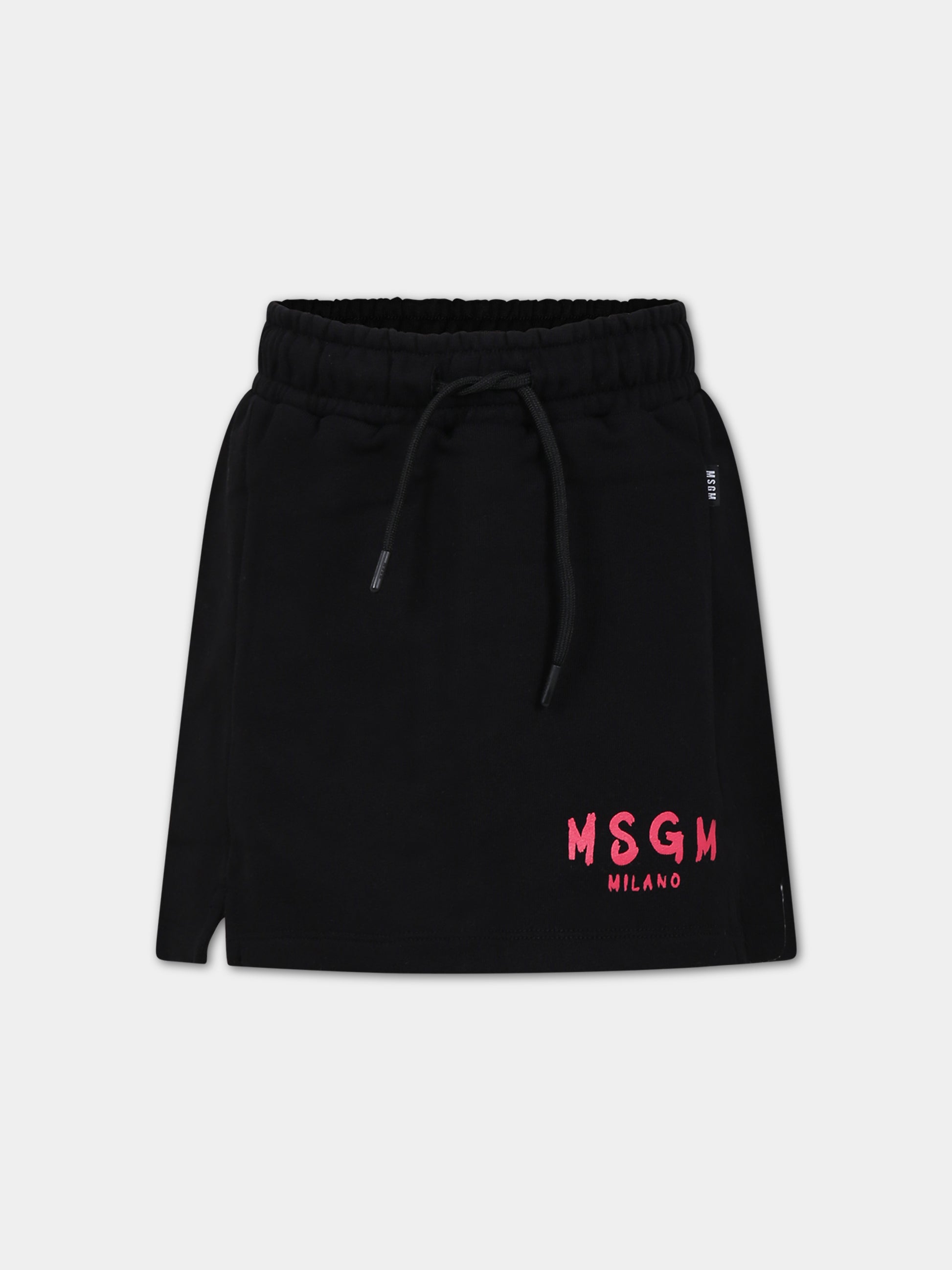 Gonna nera per bambina con logo,Msgm Kids,F3MSJGSK030 110/02
