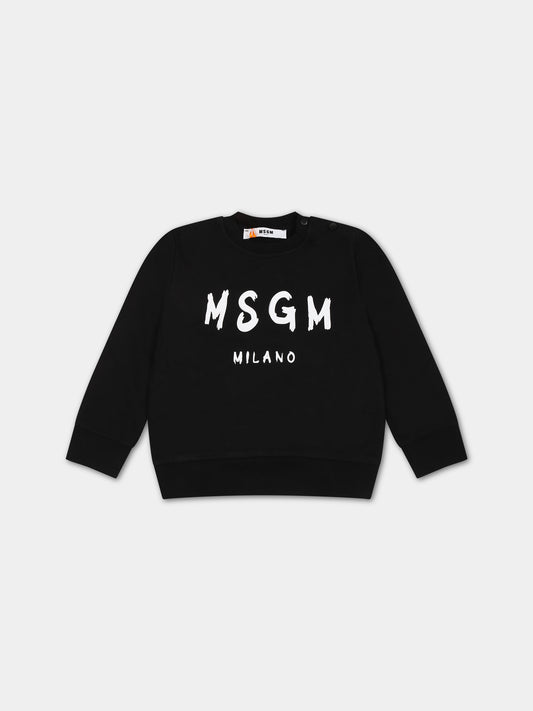 Felpa nera per neonati con logo,Msgm Kids,F3MSUNSW041 110