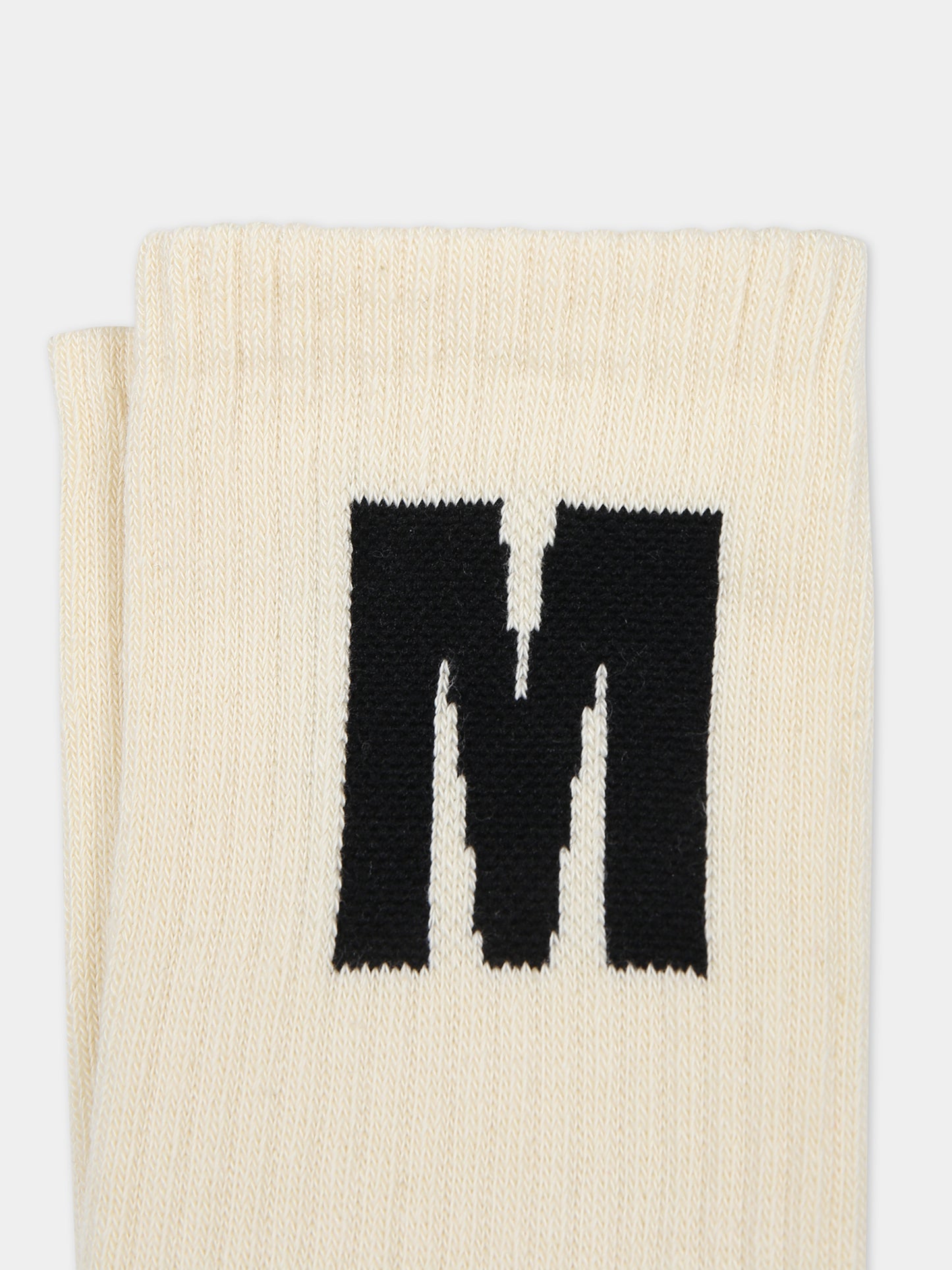 Calze avorio per bambini con logo,Msgm Kids,F3MSJUSO036 013