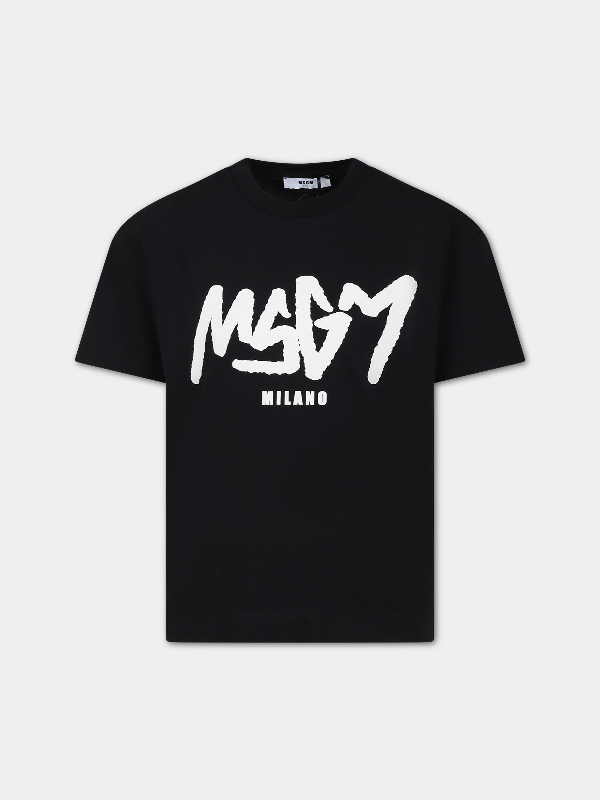T-shirt nera per bambino con logo,Msgm Kids,F3MSJBTH126 110