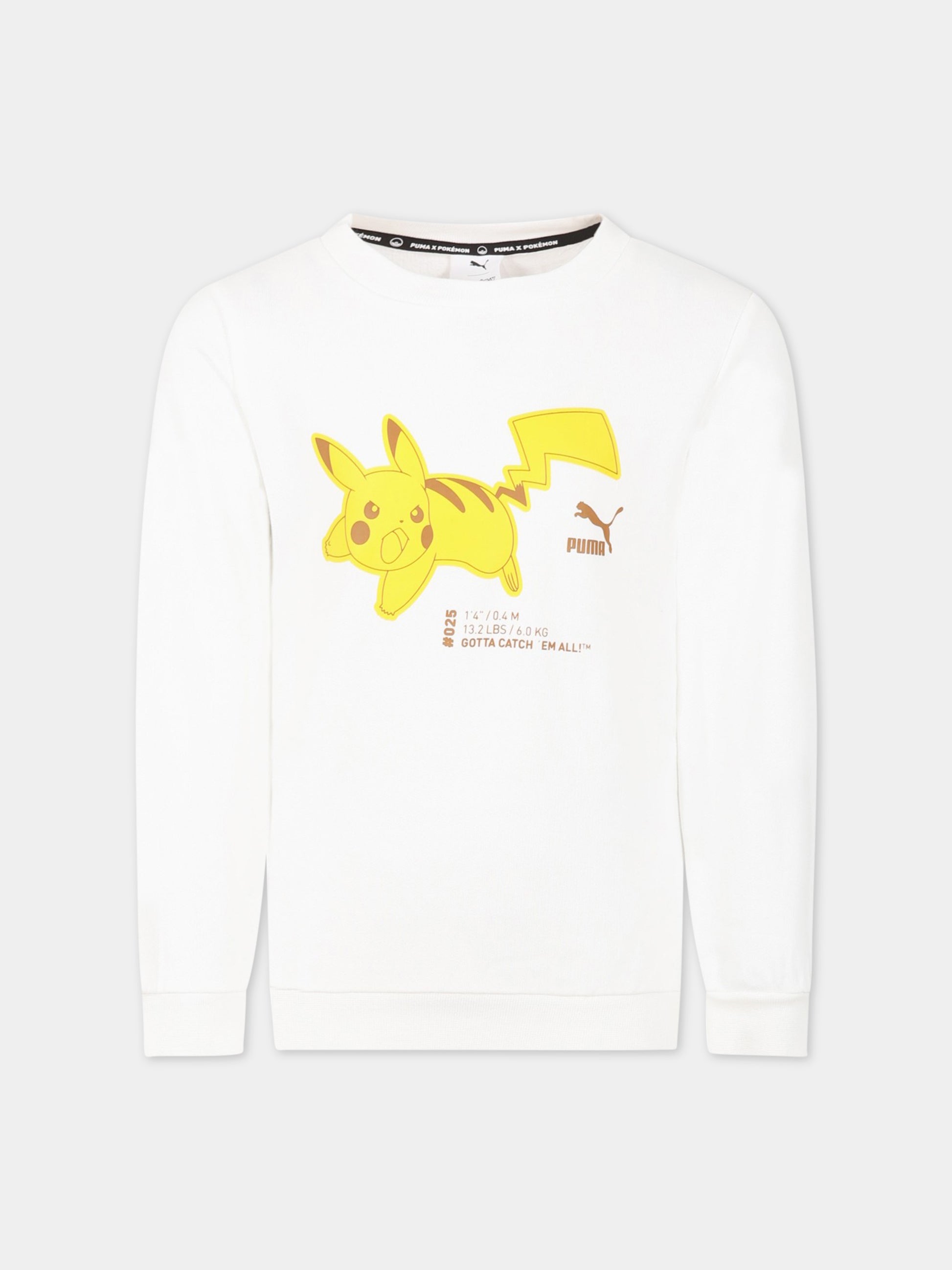 Felpa bianca per bambino con Pikachu e logo,Puma,537444 02