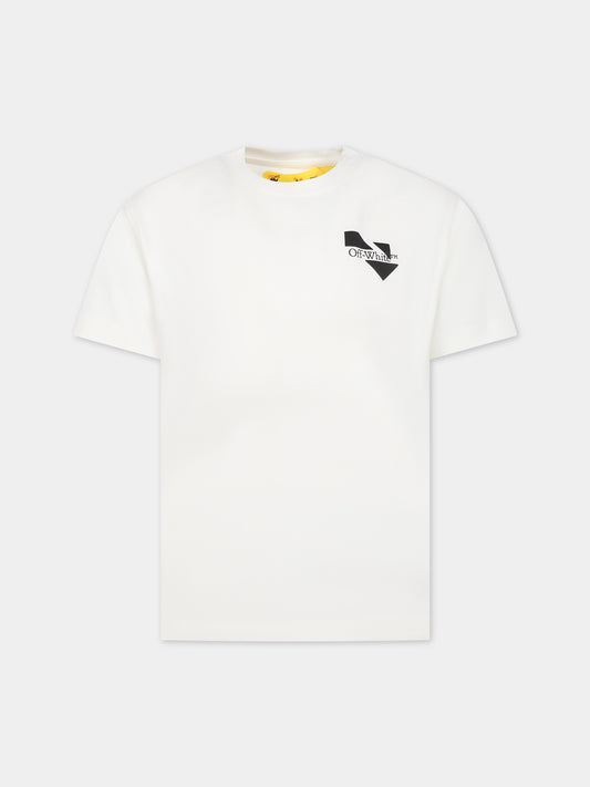 T-shirt bianca per bambino con logo,Off White,OBAA002F23JER0080110