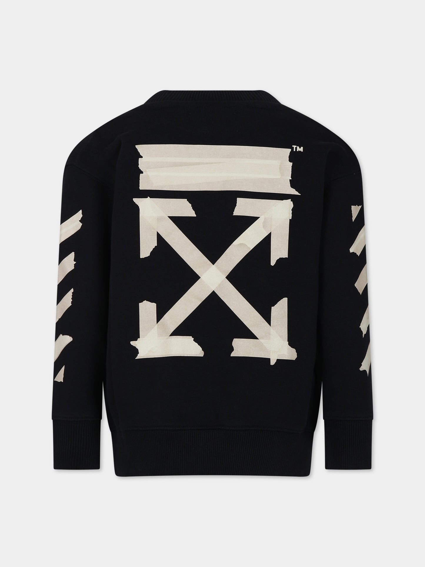 Felpa nera per bambino con logo,Off White,OBBA001F23FLE0051001