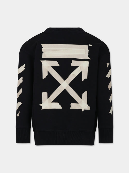 Felpa nera per bambino con logo,Off White,OBBA001F23FLE0051001