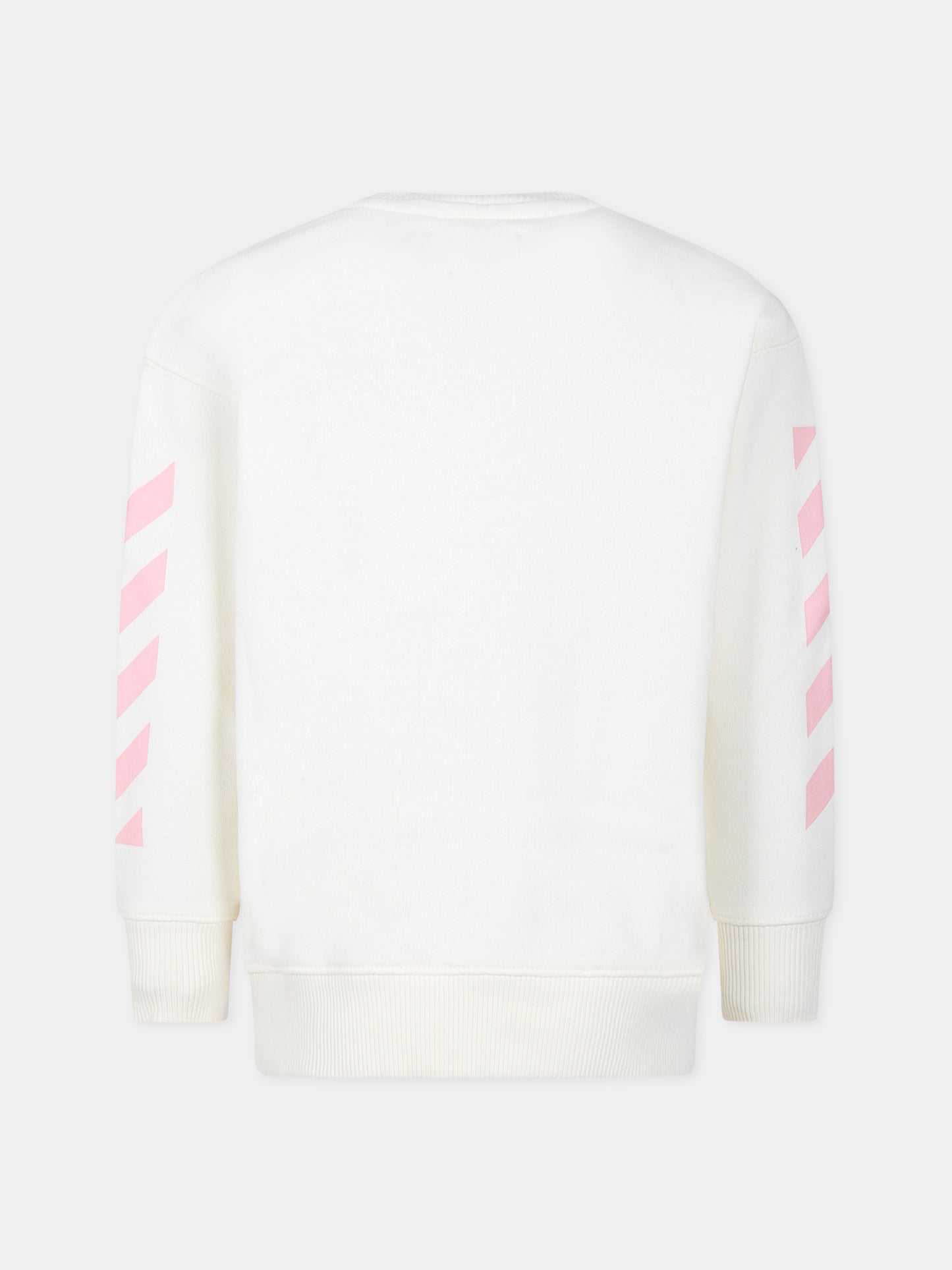 Felpa bianca per bambina con logo,Off White,OGBA001F23FLE0020330