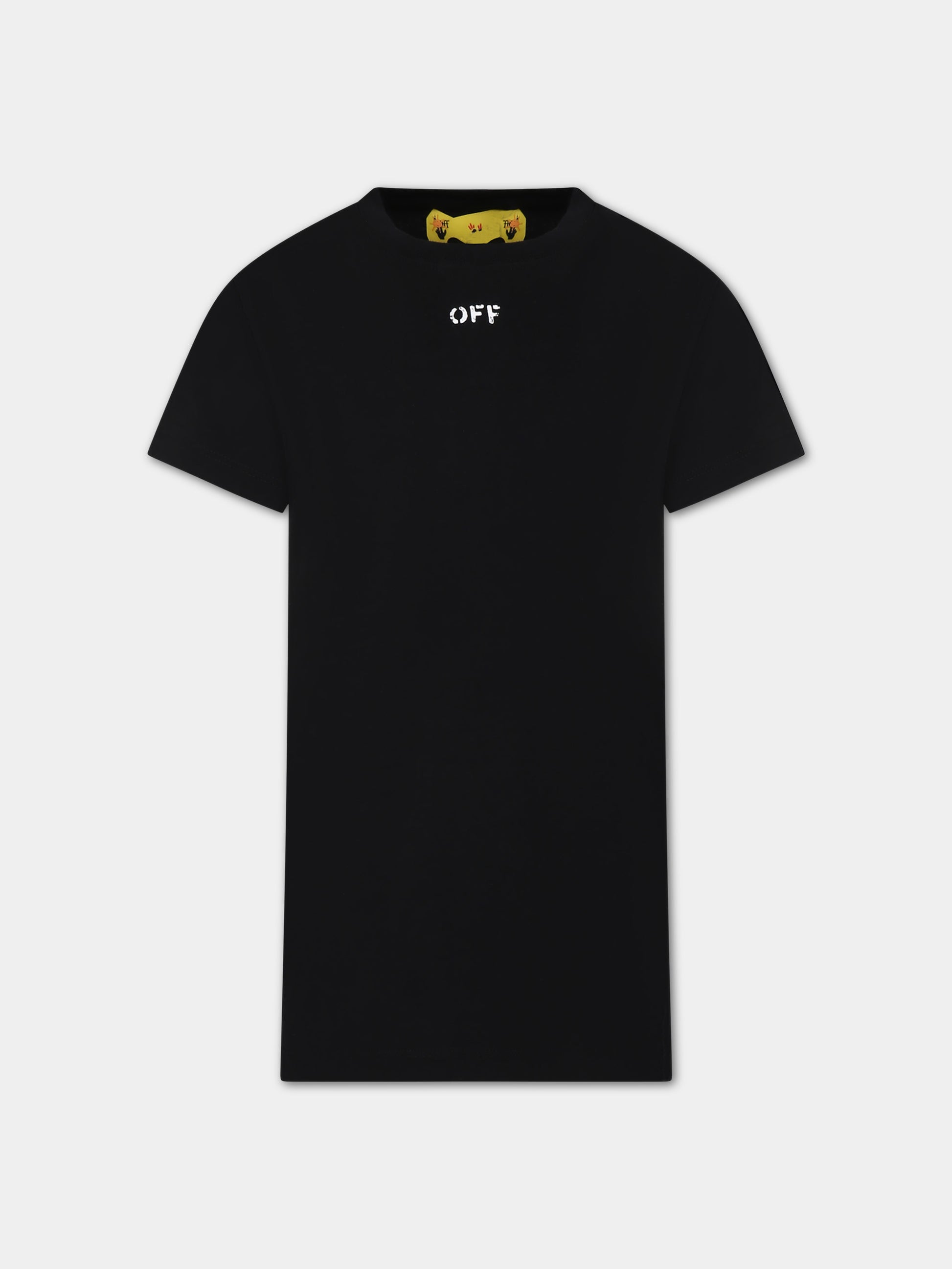 Vestito nero per bambina con logo,Off White,OGDB030F23JER0011001