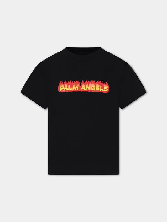 T-shrt nera per bambino con logo,Palm Angels,PBAA003F23JER0031025