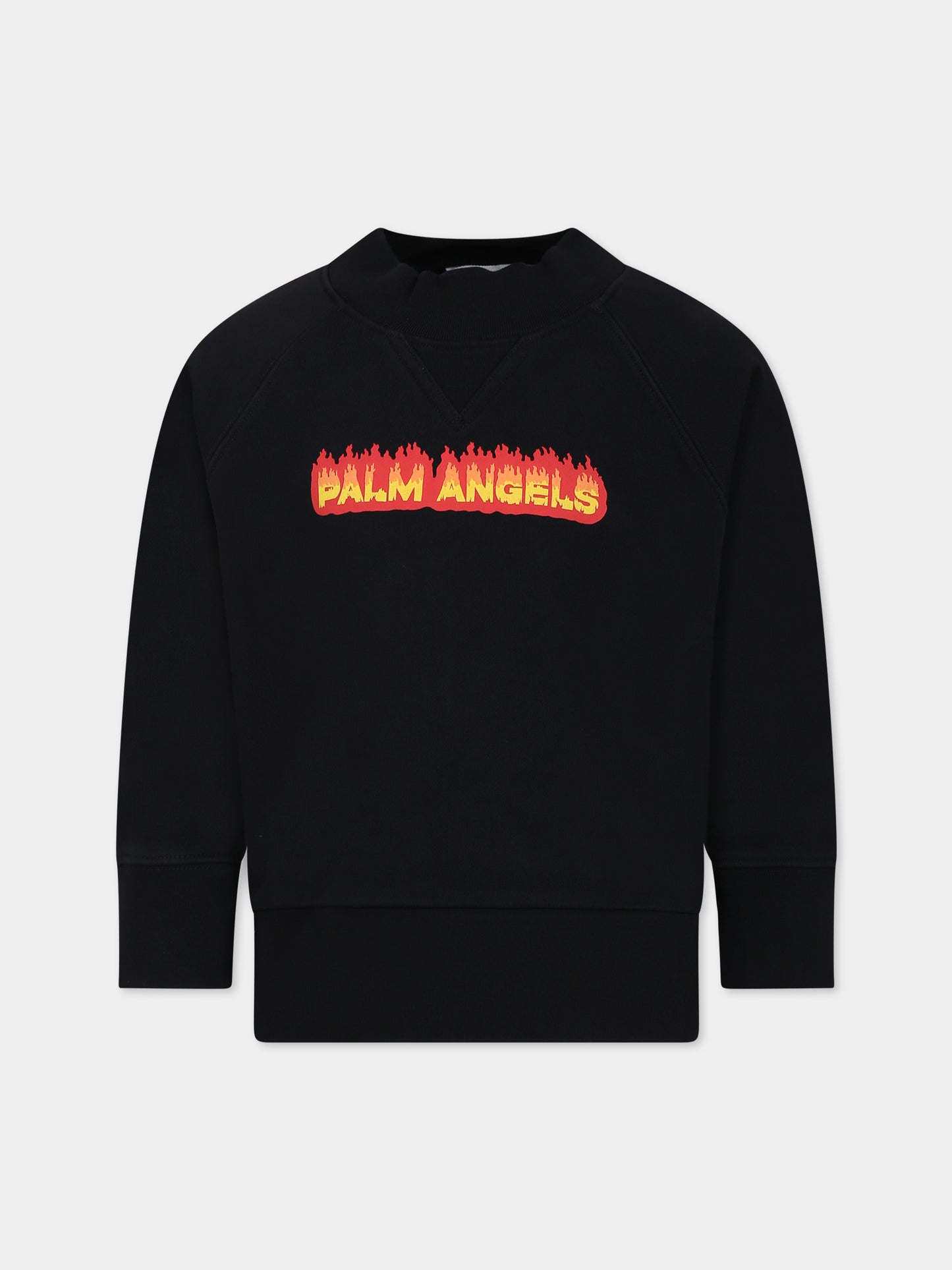 Felpa nera per bambino con logo e stampa,Palm Angels,PBBA008F23FLE0011025