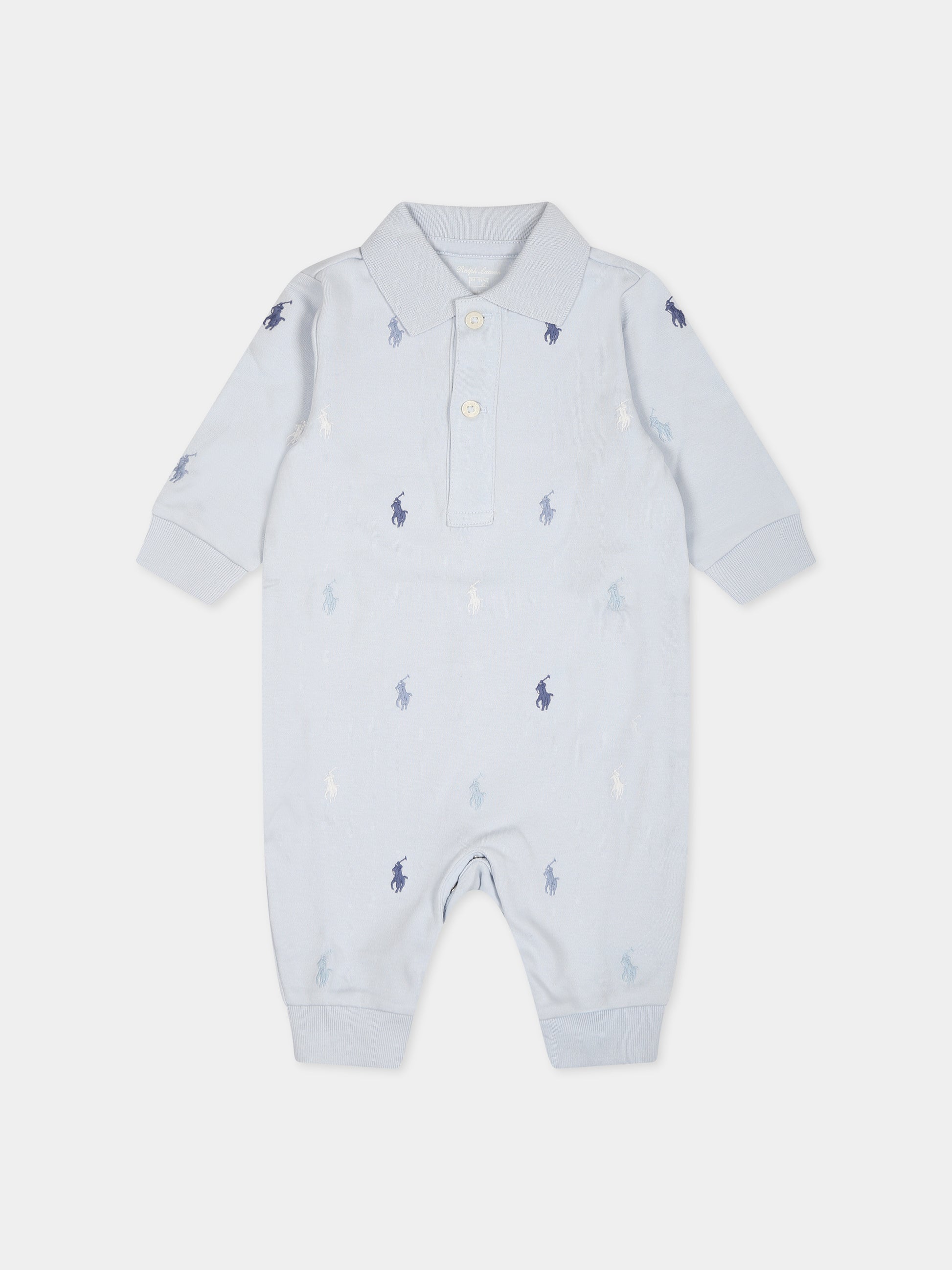 Tutina celeste per neonato con logo,Ralph Lauren Kids,876706001