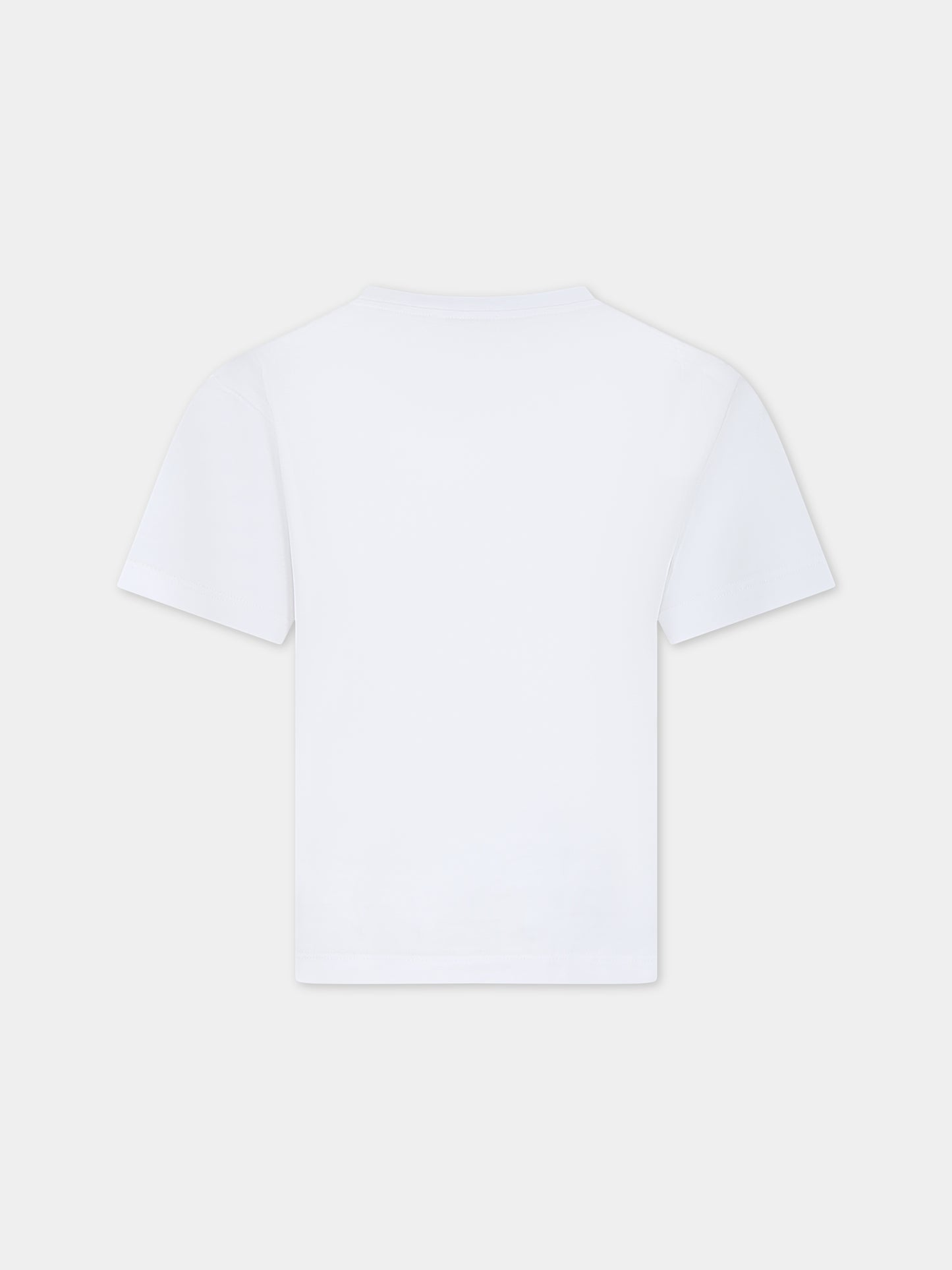 T-shirt bianca per bambino con logo e stampa carretto,Dolce & Gabbana Kids,L4JTEY G7KXU HH4KV