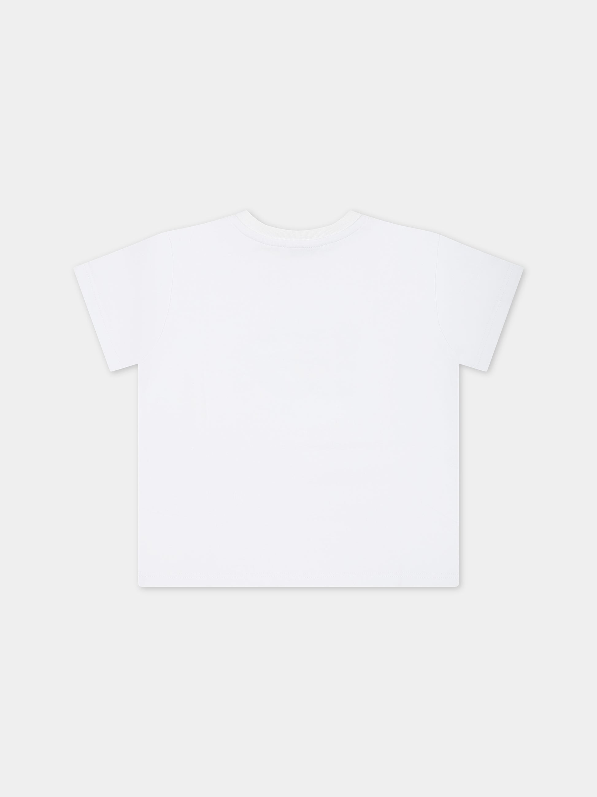 T-shirt bianca per neonato con logo e stampa carretto,Dolce & Gabbana Kids,L1JTEY G7KXV HH4KV