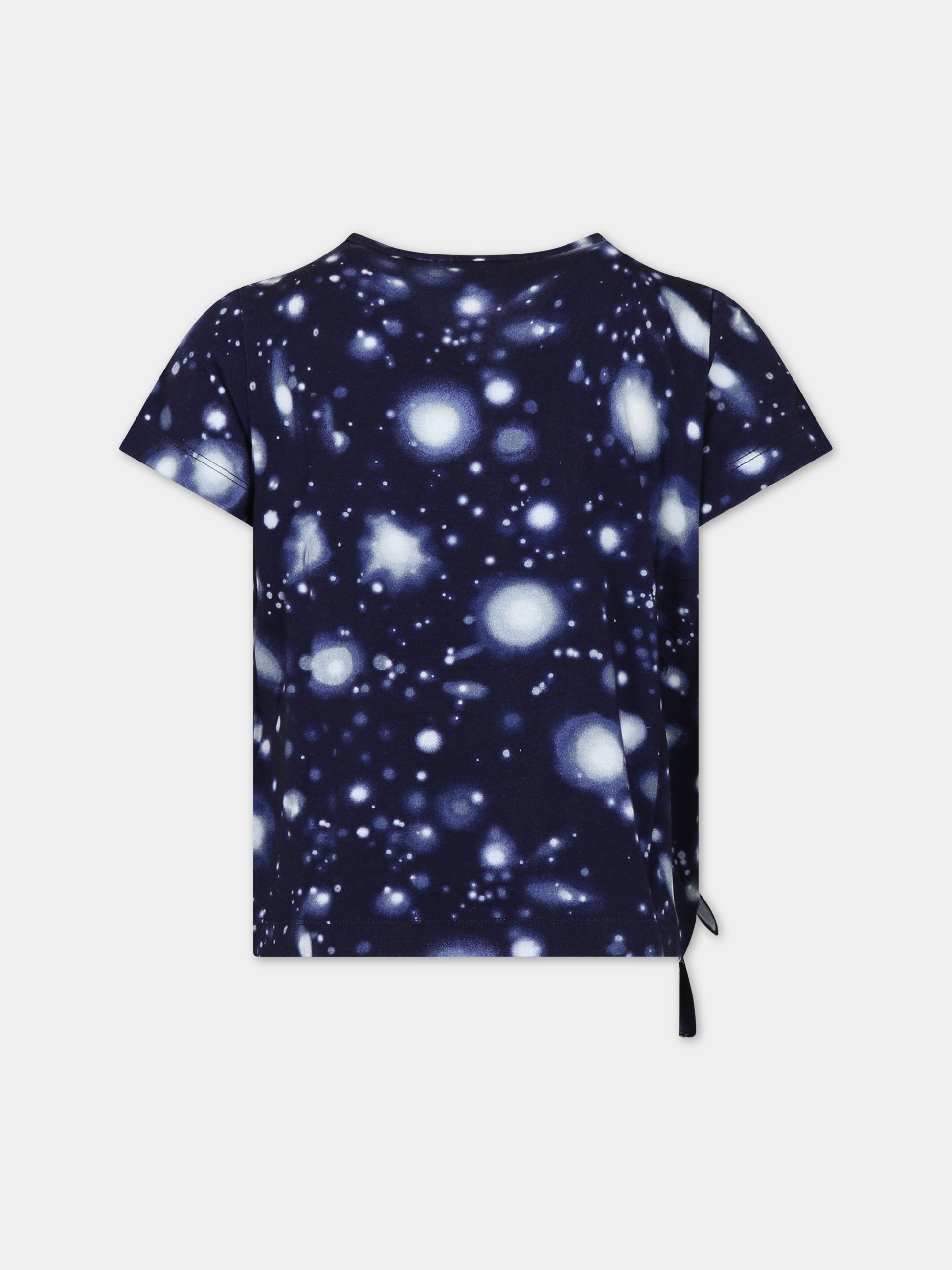 T-shirt blu per bambina con Medusa e stampa,Versace,1009092 1A07571 2U410