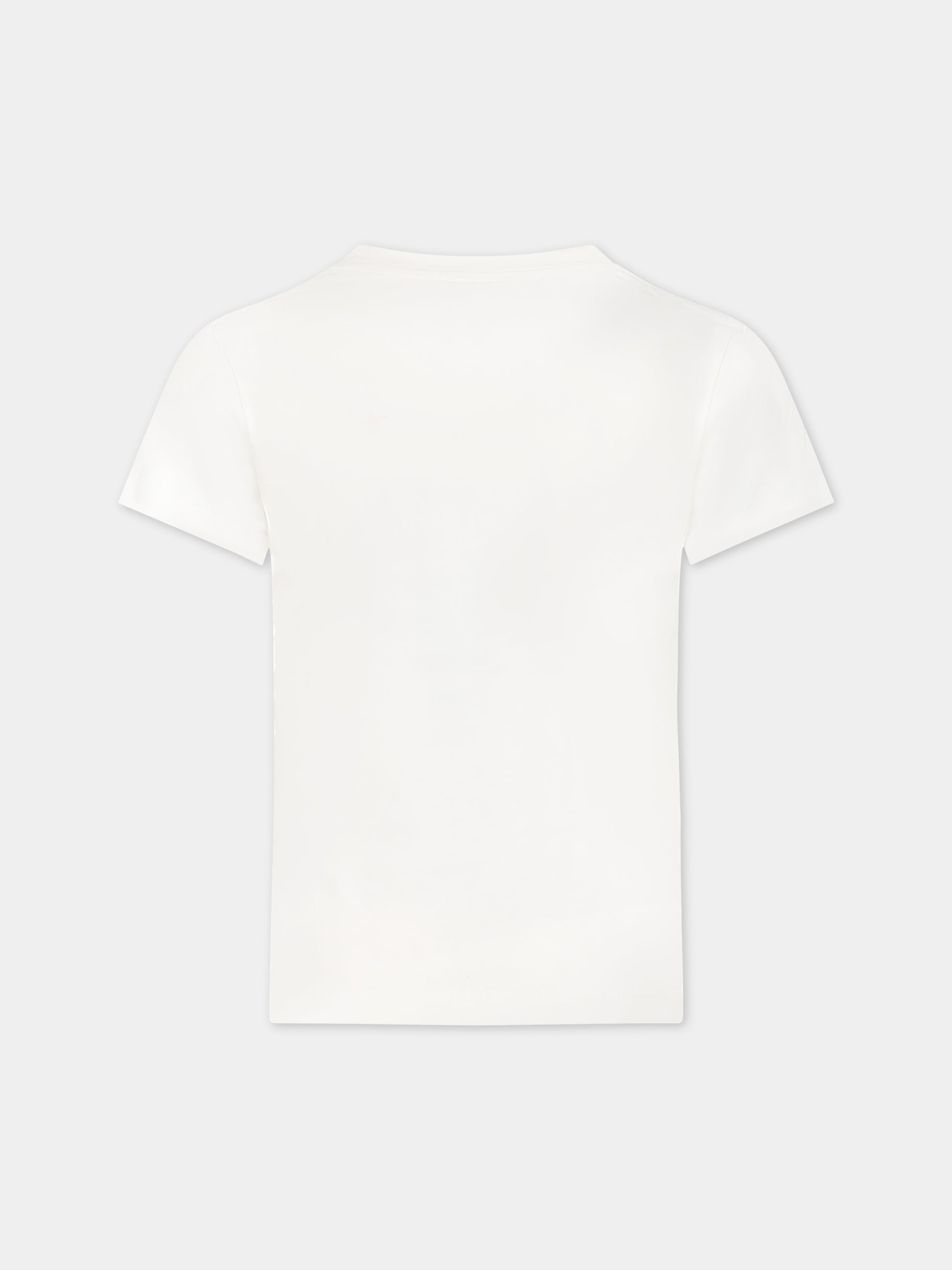 T-shirt bianca per bambina con stelle e logo,Versace,1000052 1A07217 2W070