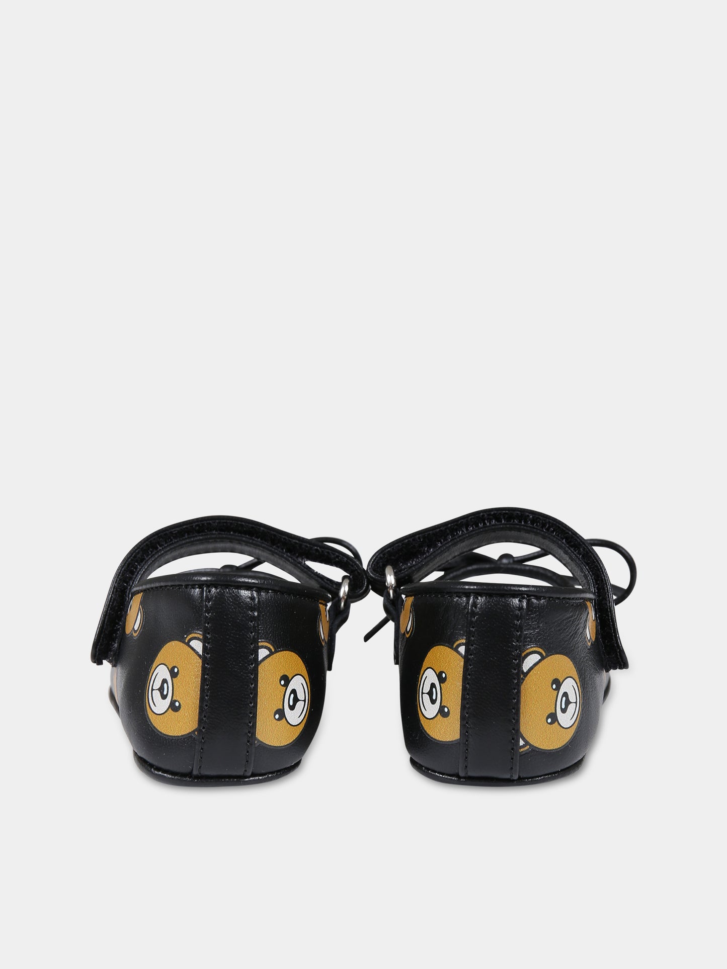 Ballerine nere per neonata con logo e Teddy Bear,Moschino Kids,75802 75810 1