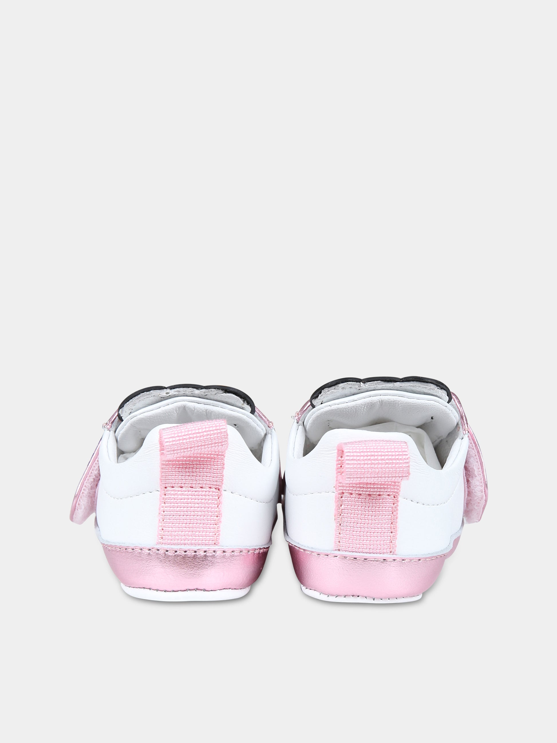 Sneakers rosa per neonata con Teddy bear e logo,Moschino Kids,75821 1