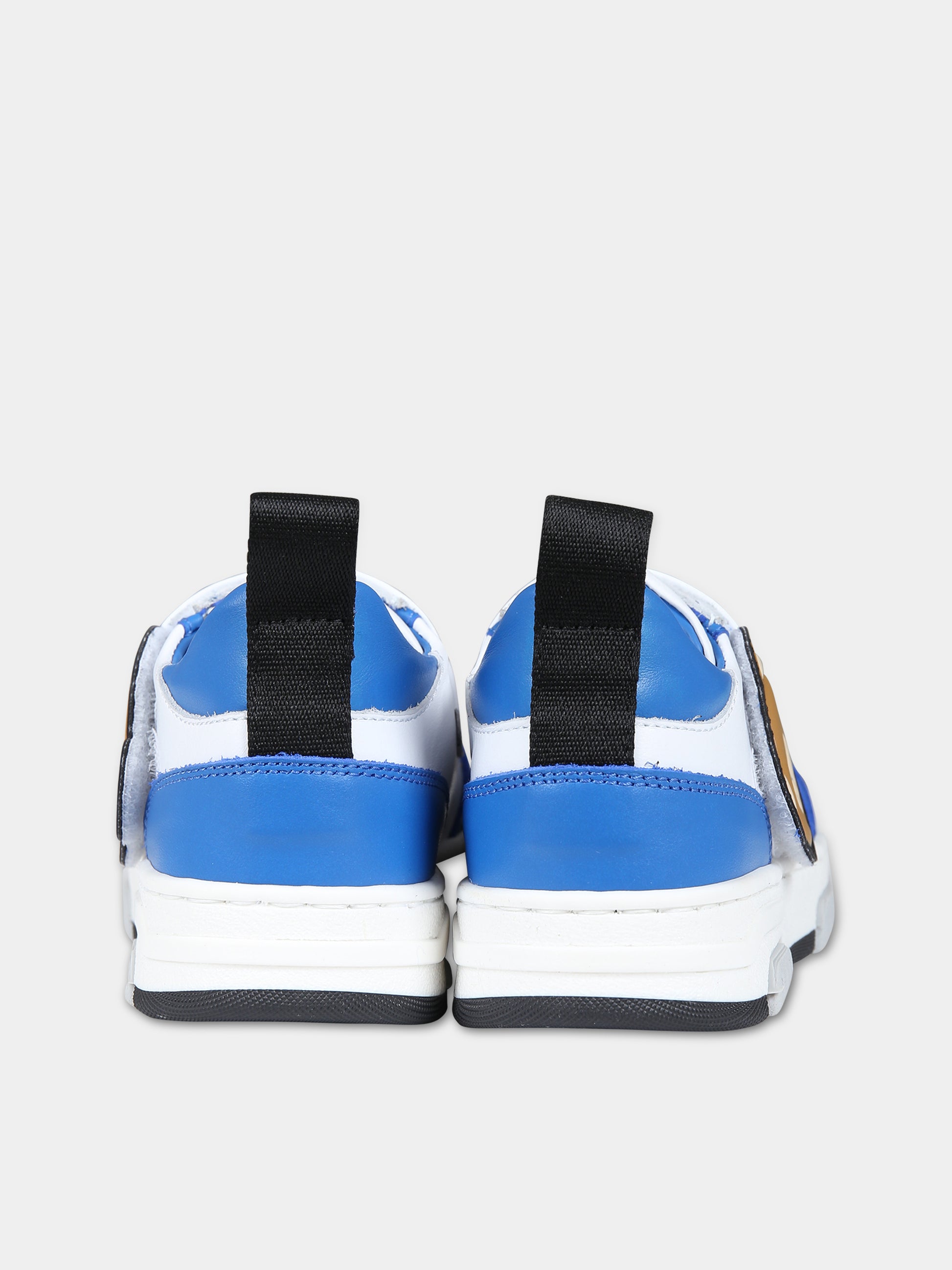 Sneakers azzurre per bambino con Teddy  Bear e logo,Moschino Kids,76016 75898 1