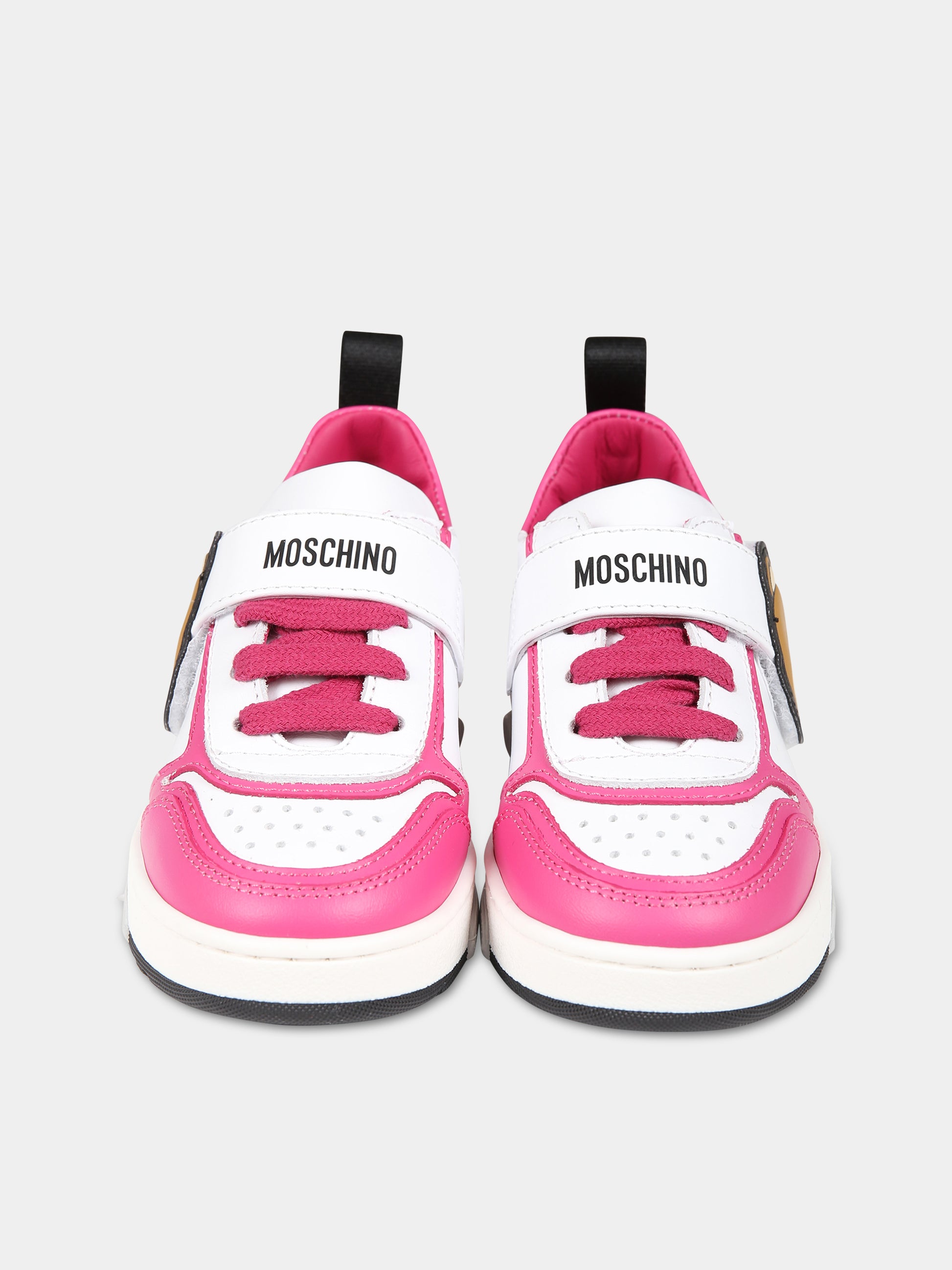 Sneakers fucsia per bambina con Teddy  Bear e logo,Moschino Kids,76016 75898 3