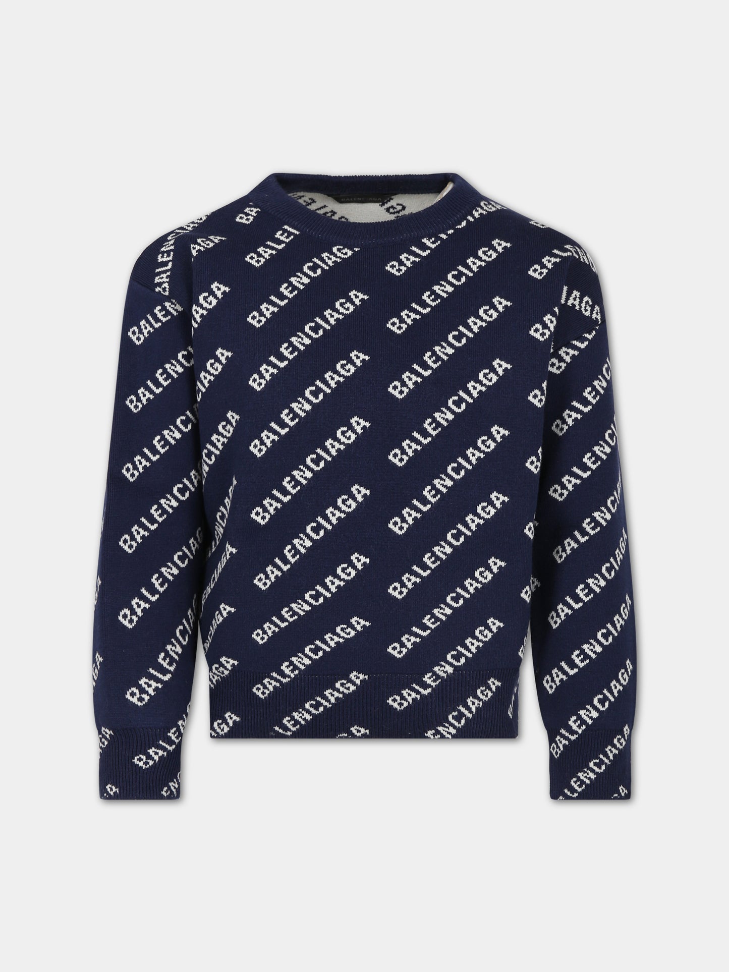 Maglione blu per bambini con logo,Balenciaga,744377 T3233 8502