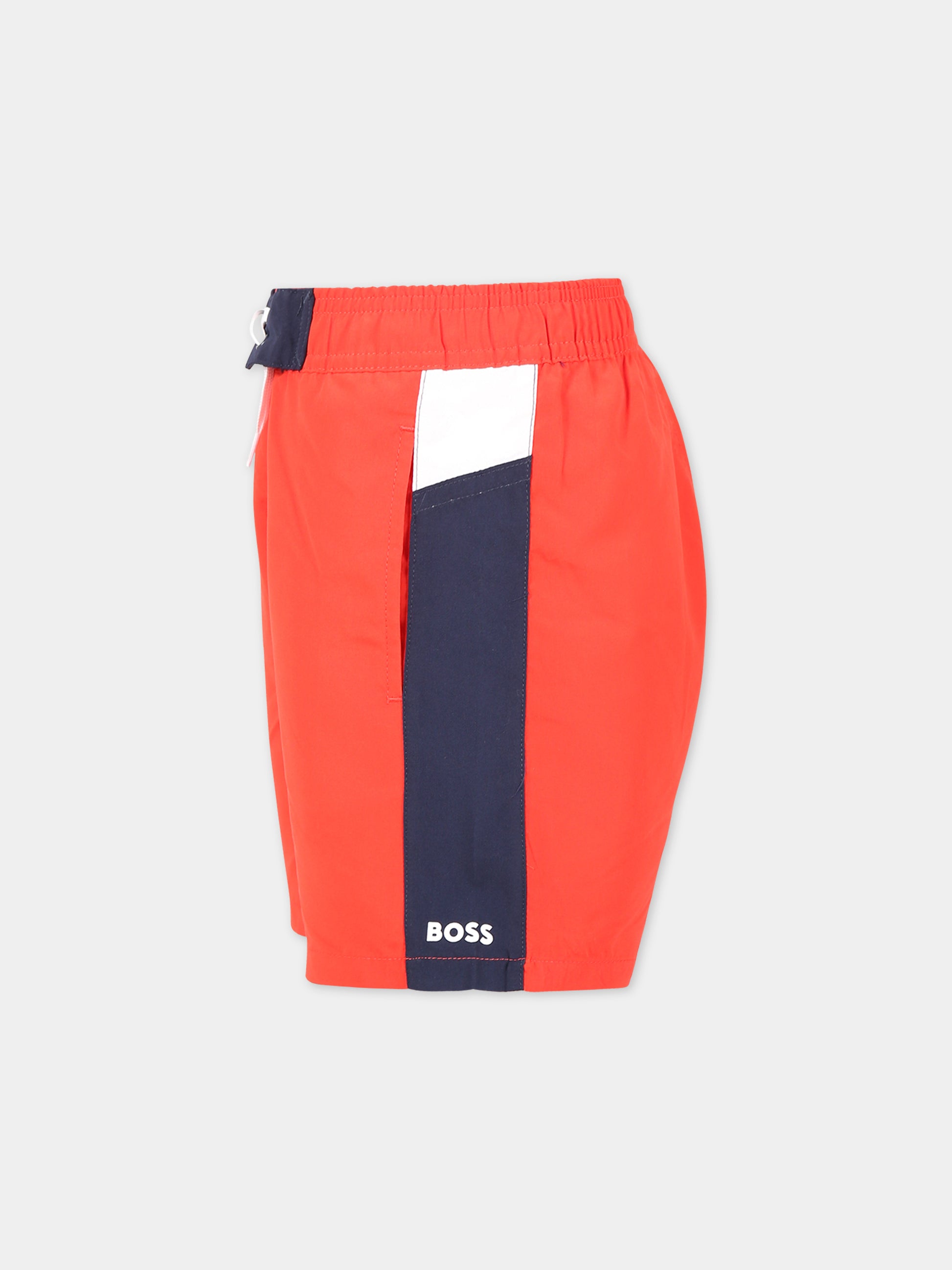 Boxer-mare rosso per bambino con logo,Hugo Boss,J24773 992