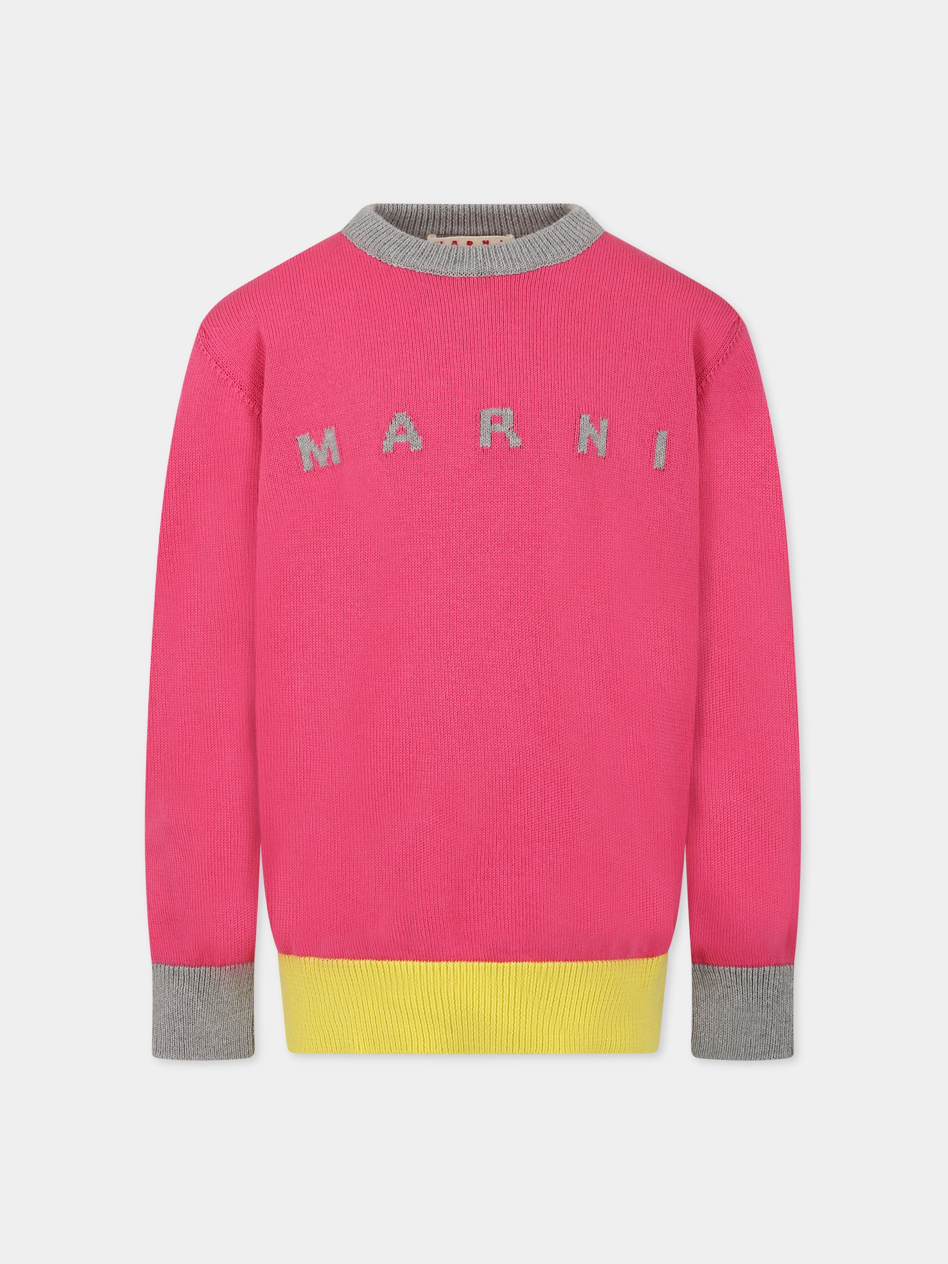Maglione rosa per bambina con logo,Marni Kids,M00473 M00LT 0M337