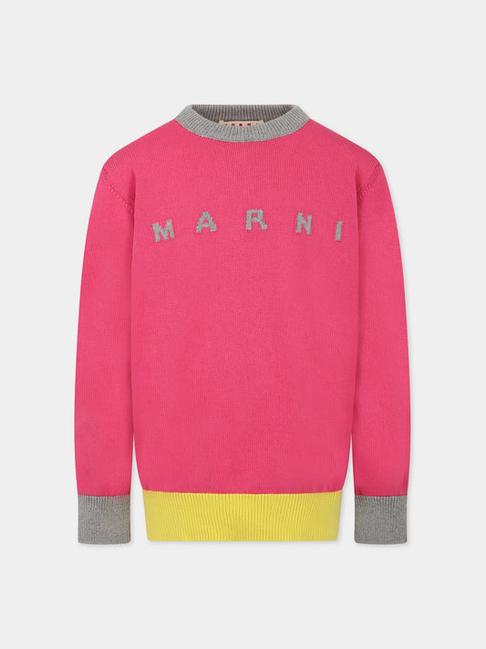 Maglione rosa per bambina con logo,Marni Kids,M00473 M00LT 0M337