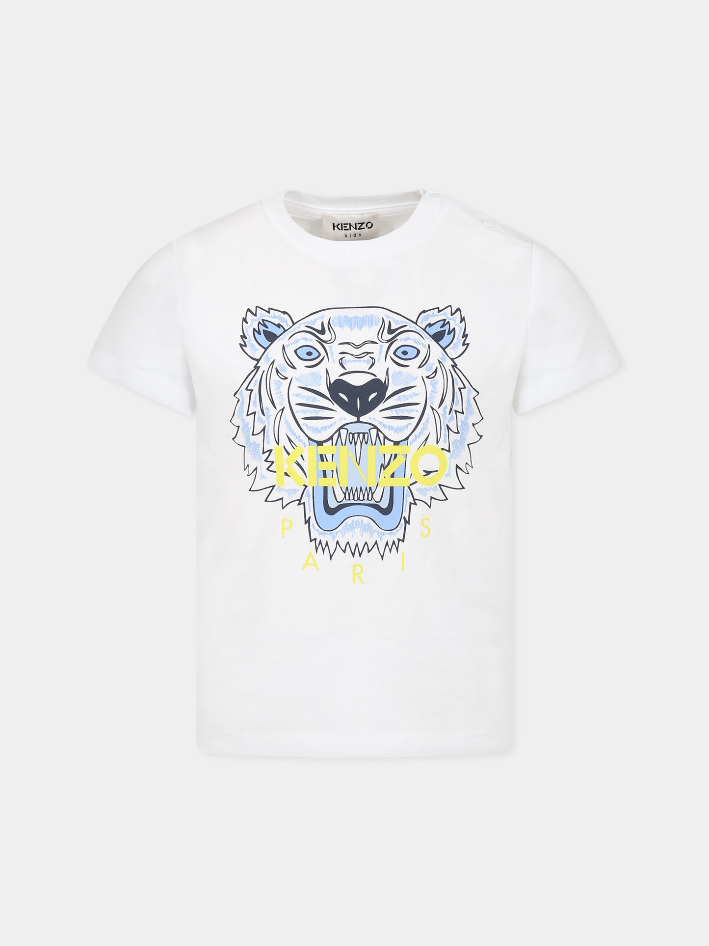 T-shirt bianca per neonato con Kotora e logo,Kenzo Kids,K05480 10B-