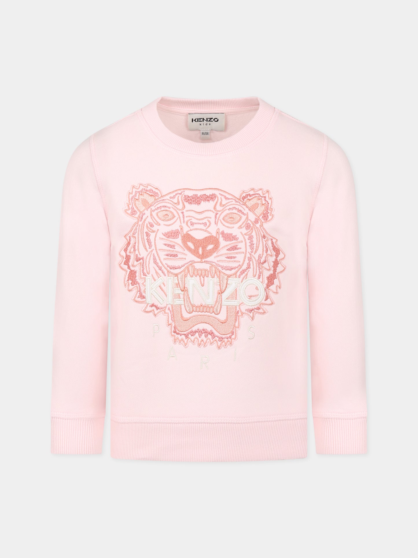Felpa rosa per bambina con Kotora e logo,Kenzo Kids,K15644 44D