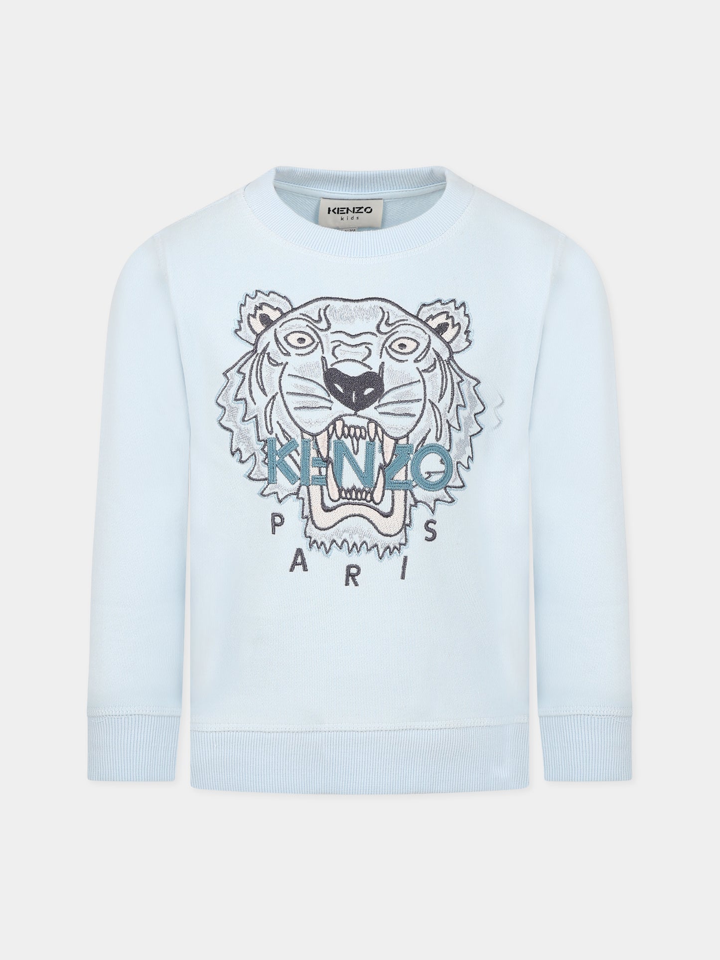 Felpa celeste per bambino con Kotora e logo,Kenzo Kids,K25801 78B